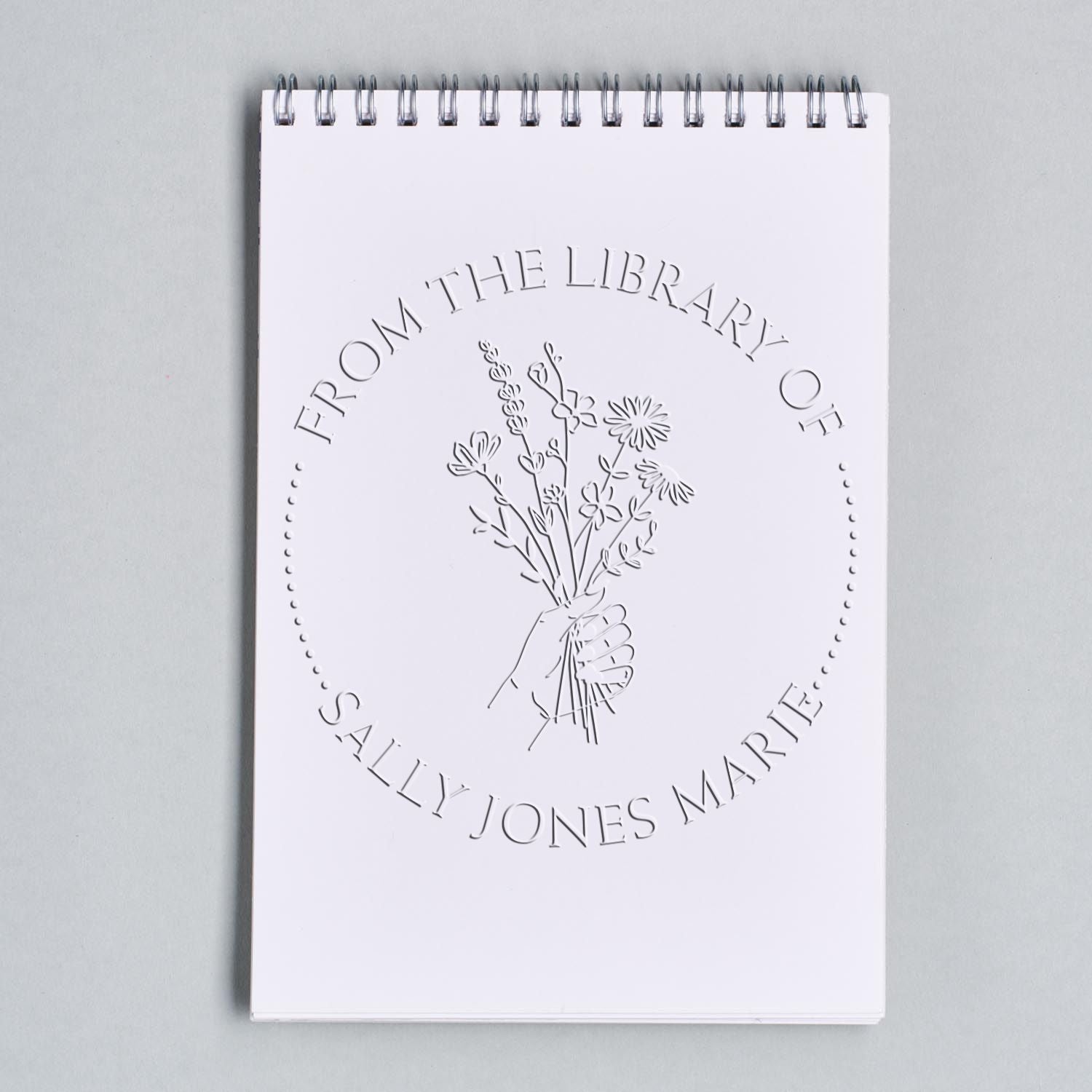 Soft Holding a Bunch of Flowers Custom Read It Love It Return It Embossed Stamp