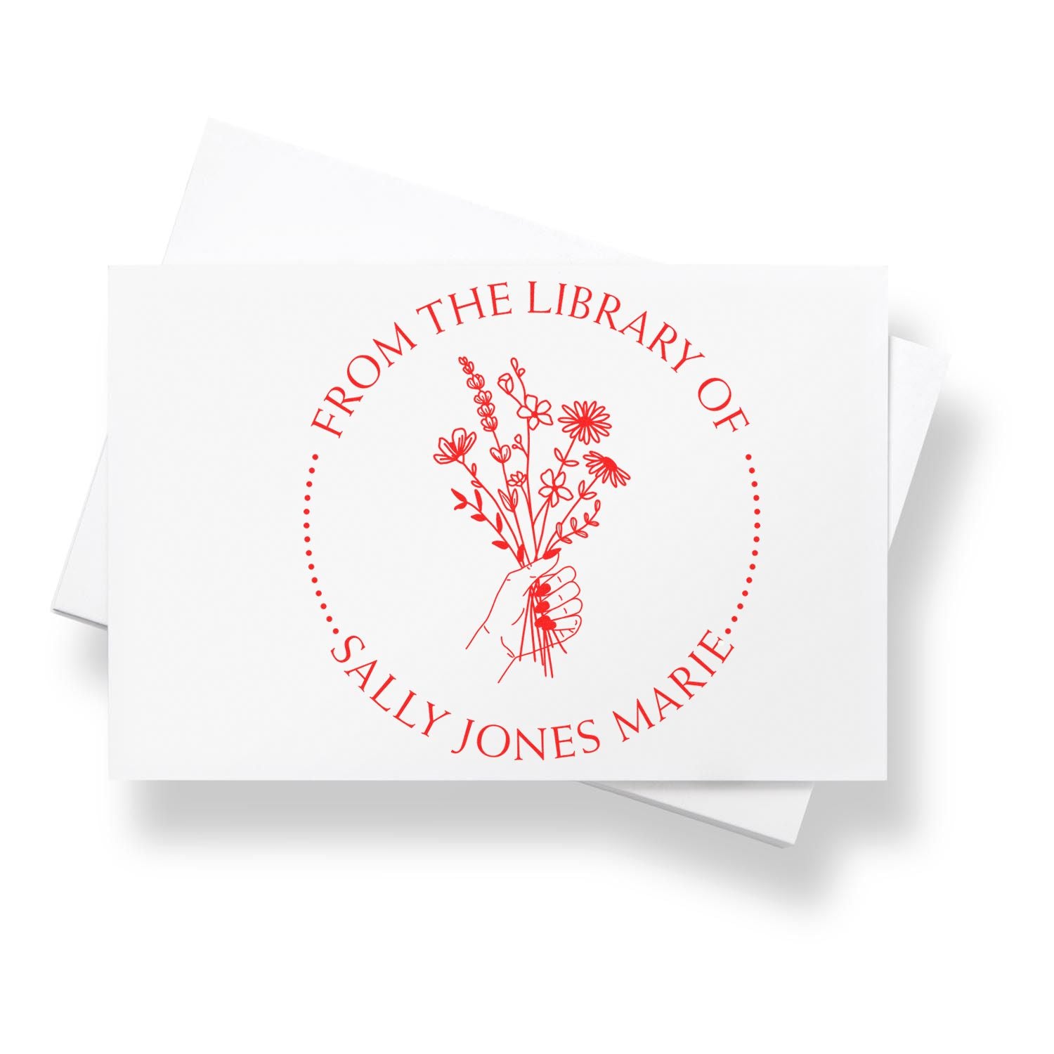 Pre-Inked Holding a Bunch of Flowers Personalized Personal Library Stamper - Engineer Seal Stamps