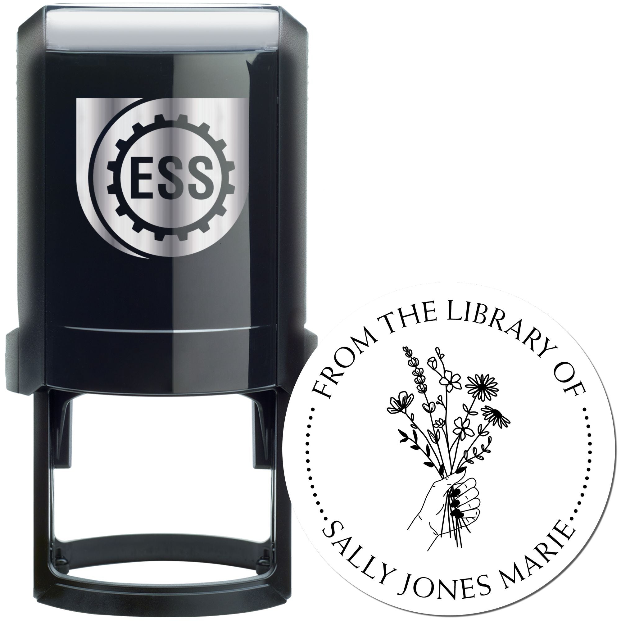 Self-Inking Holding a Bunch of Flowers Custom Made Book Lover Stamper - Engineer Seal Stamps
