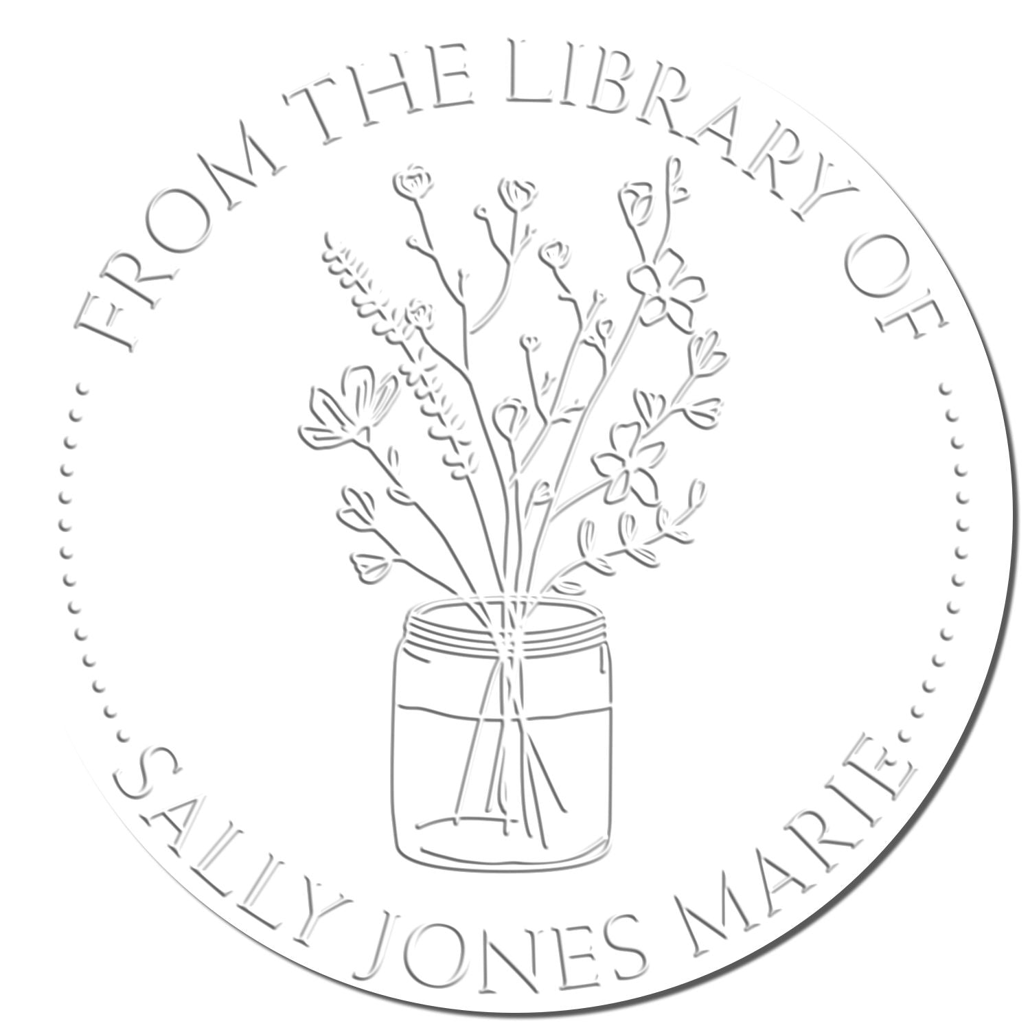 Hybrid Flowers in a Wide Glass Jar Custom Made Book Library Seal Press - Engineer Seal Stamps