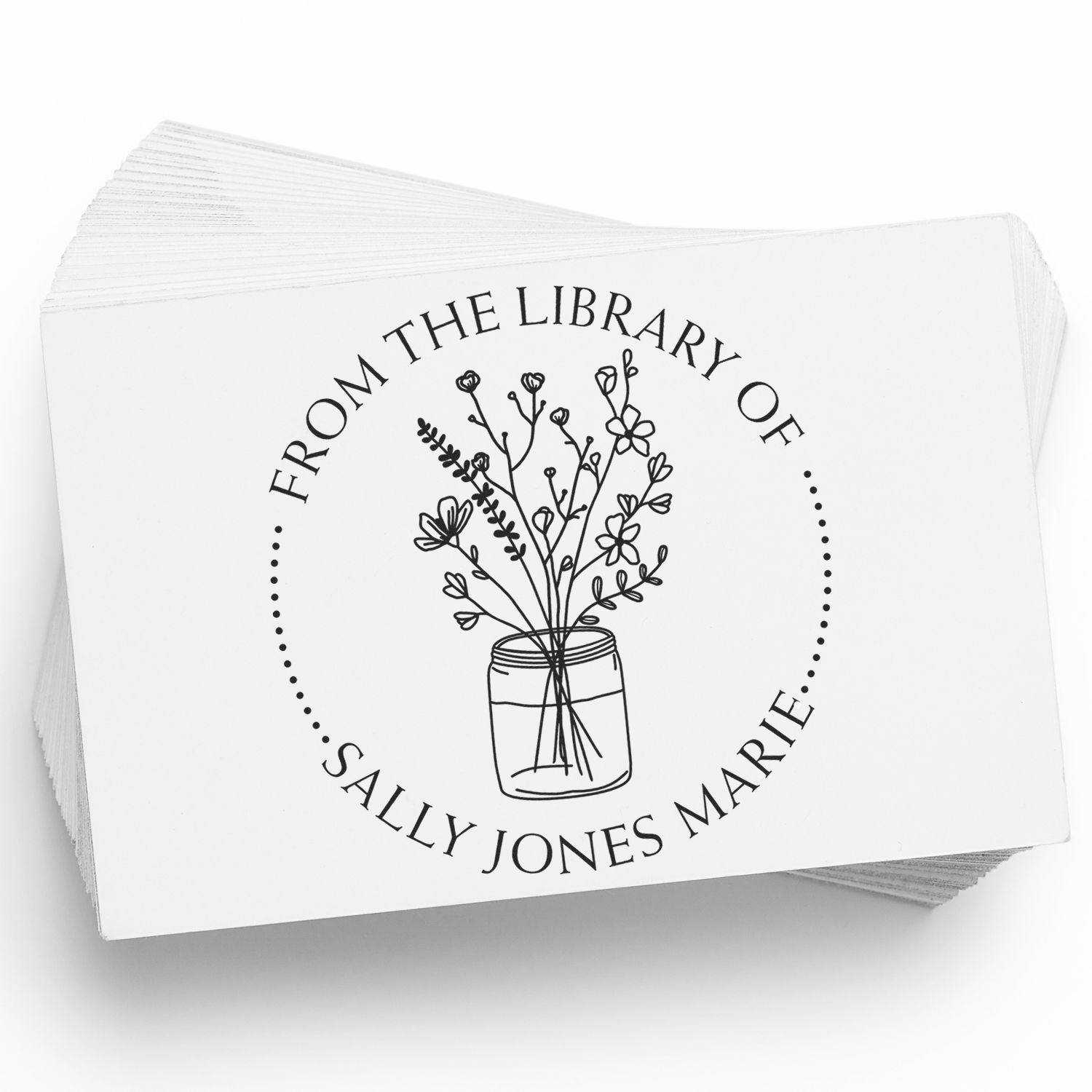 Wood Handle Flowers in a Wide Glass Jar Custom From The Library Of Stamp - Engineer Seal Stamps