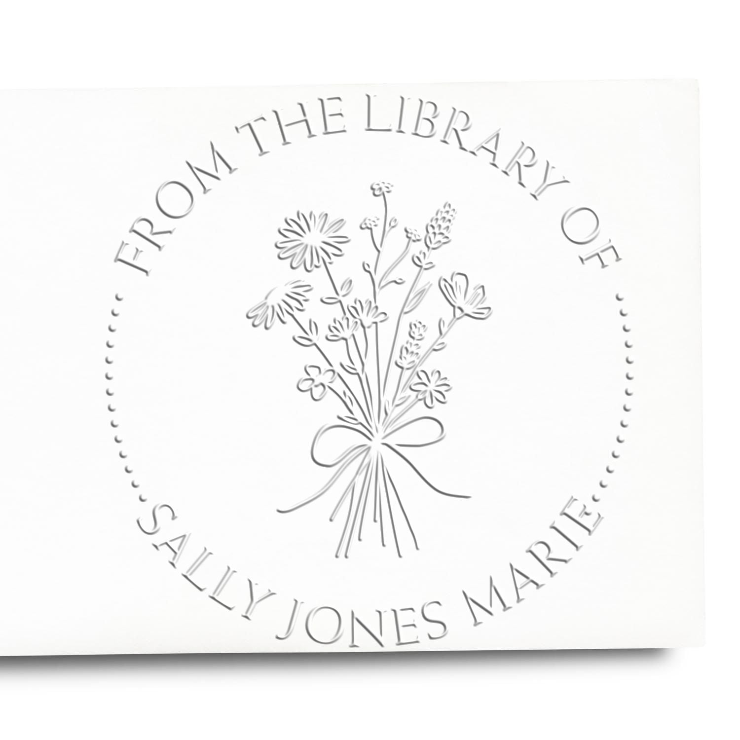 Soft Bouquet of Flowers Tied with a Bow Custom Reader Embossing Seal