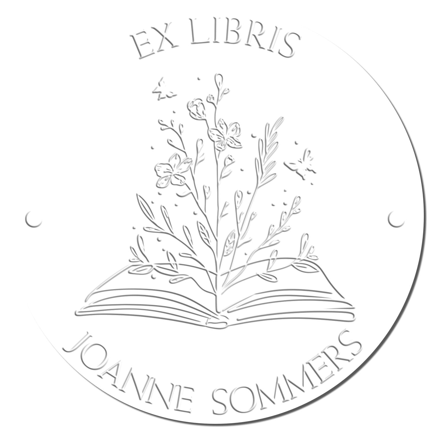 Desk Open Book with Flowers and Butterflys Custom Made Library Collection Embosser - Engineer Seal Stamps