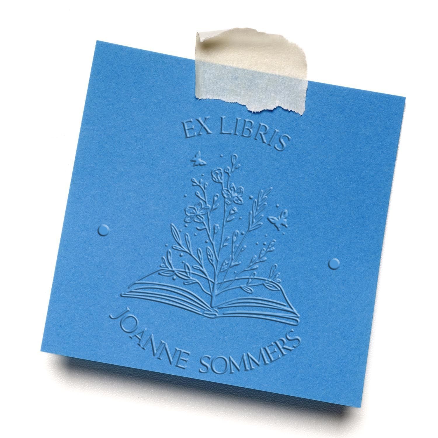 Desk Open Book with Flowers and Butterflys Custom Made Library Collection Embosser - Engineer Seal Stamps