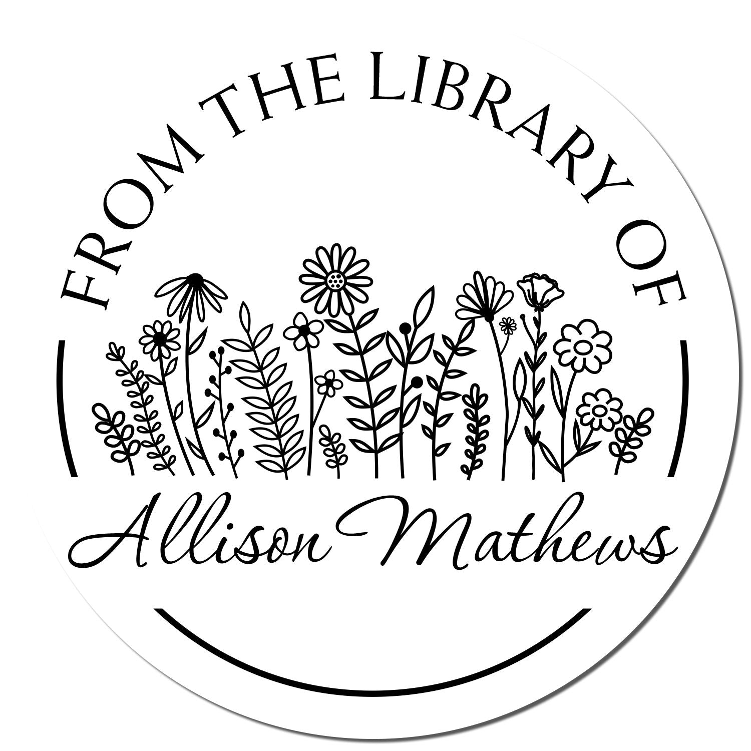 PSI Pre-Inked Blossoming Bouquet Personalized Book Ownership Stamper - Engineer Seal Stamps