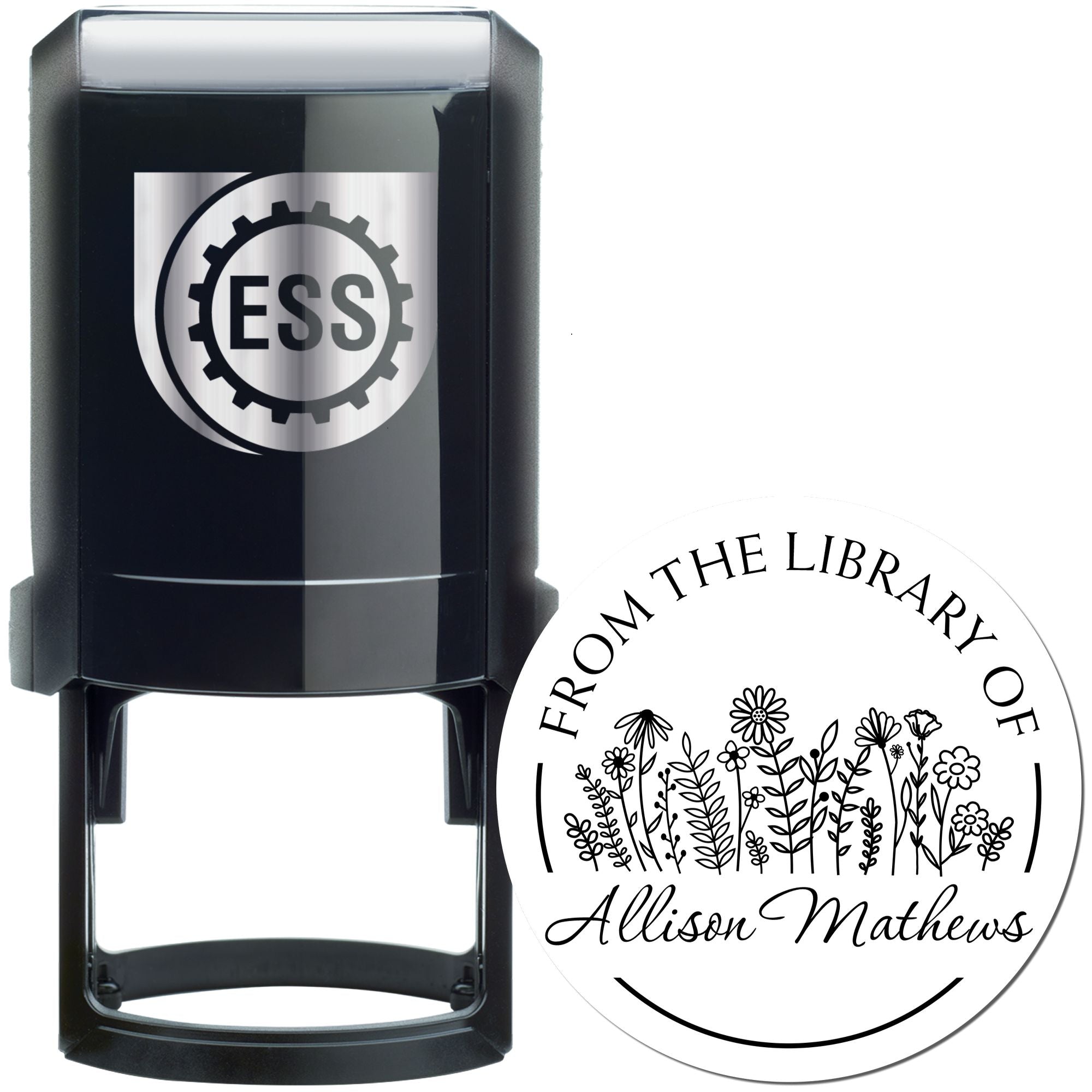 Self-Inking Blossoming Bouquet Custom Made Library Stamper - Engineer Seal Stamps