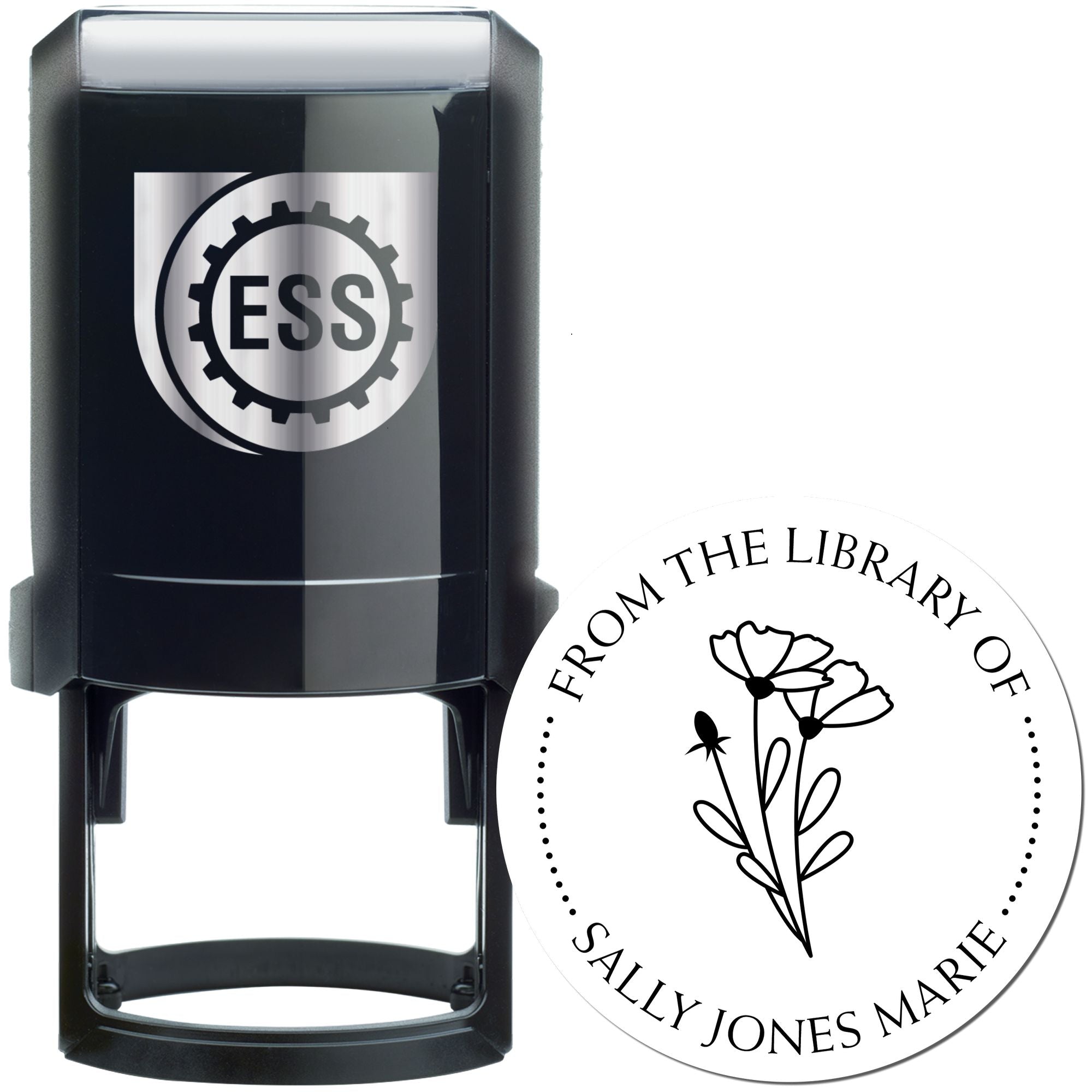 Self-Inking Graceful Petals Custom Made Library Collection Stamper - Engineer Seal Stamps
