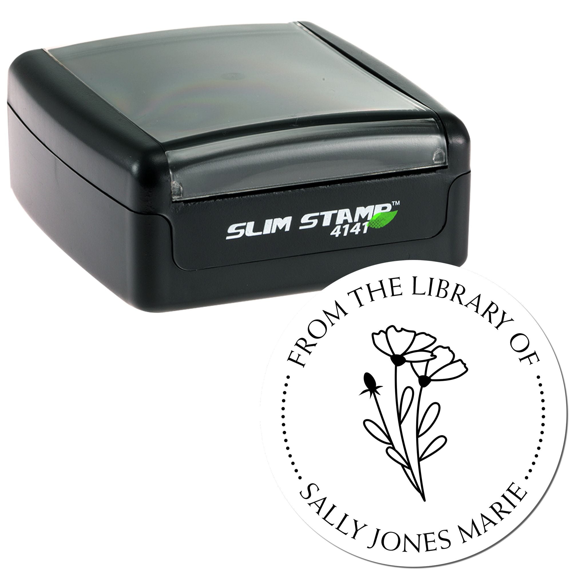 Pre-Inked Graceful Petals Customized Book Stamper - Engineer Seal Stamps