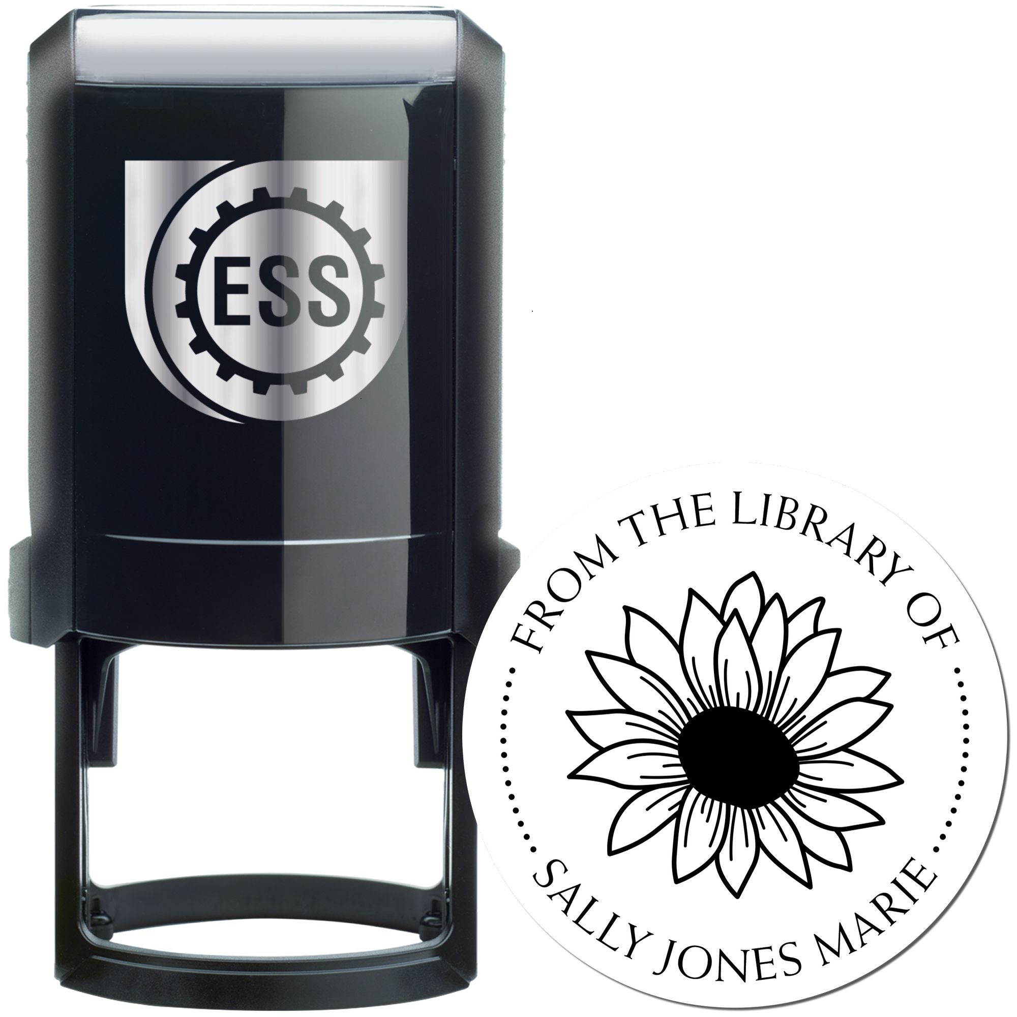 Self-Inking Bountiful Sunflower Custom Made Library Name Stamper - Engineer Seal Stamps