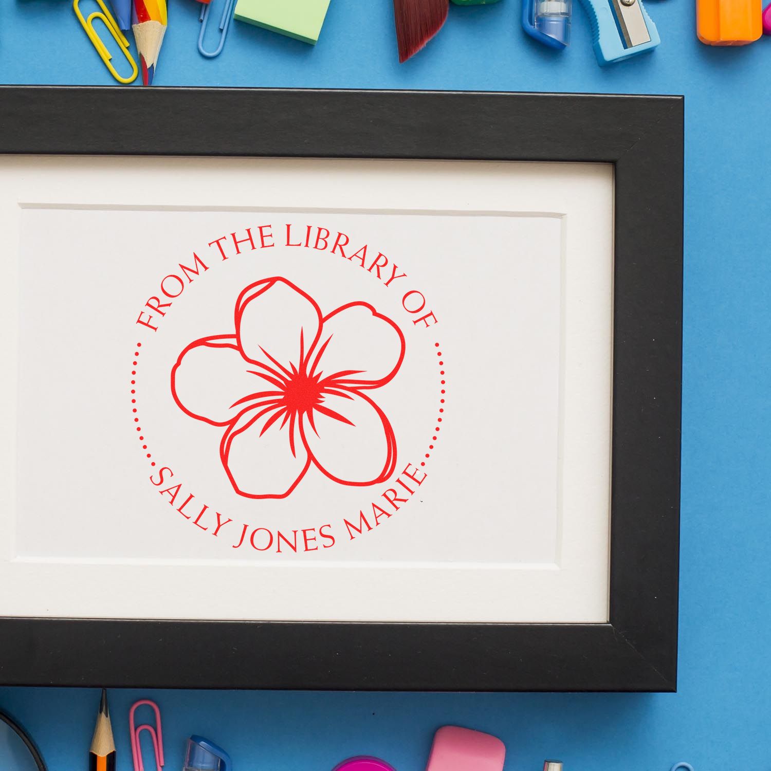 PSI Pre-Inked Charming Blooms Personalized Bookplate Stamp - Engineer Seal Stamps