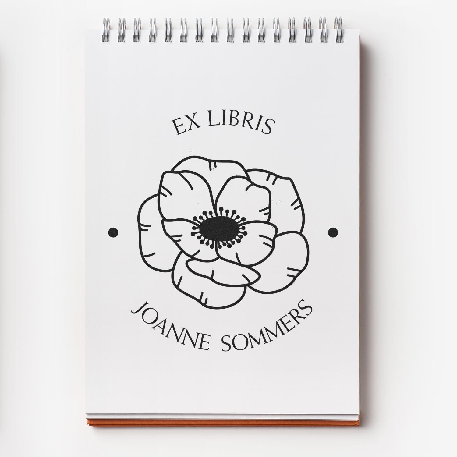 Pre-Inked Dainty Flowers Customized Book Ownership Stamp - Engineer Seal Stamps