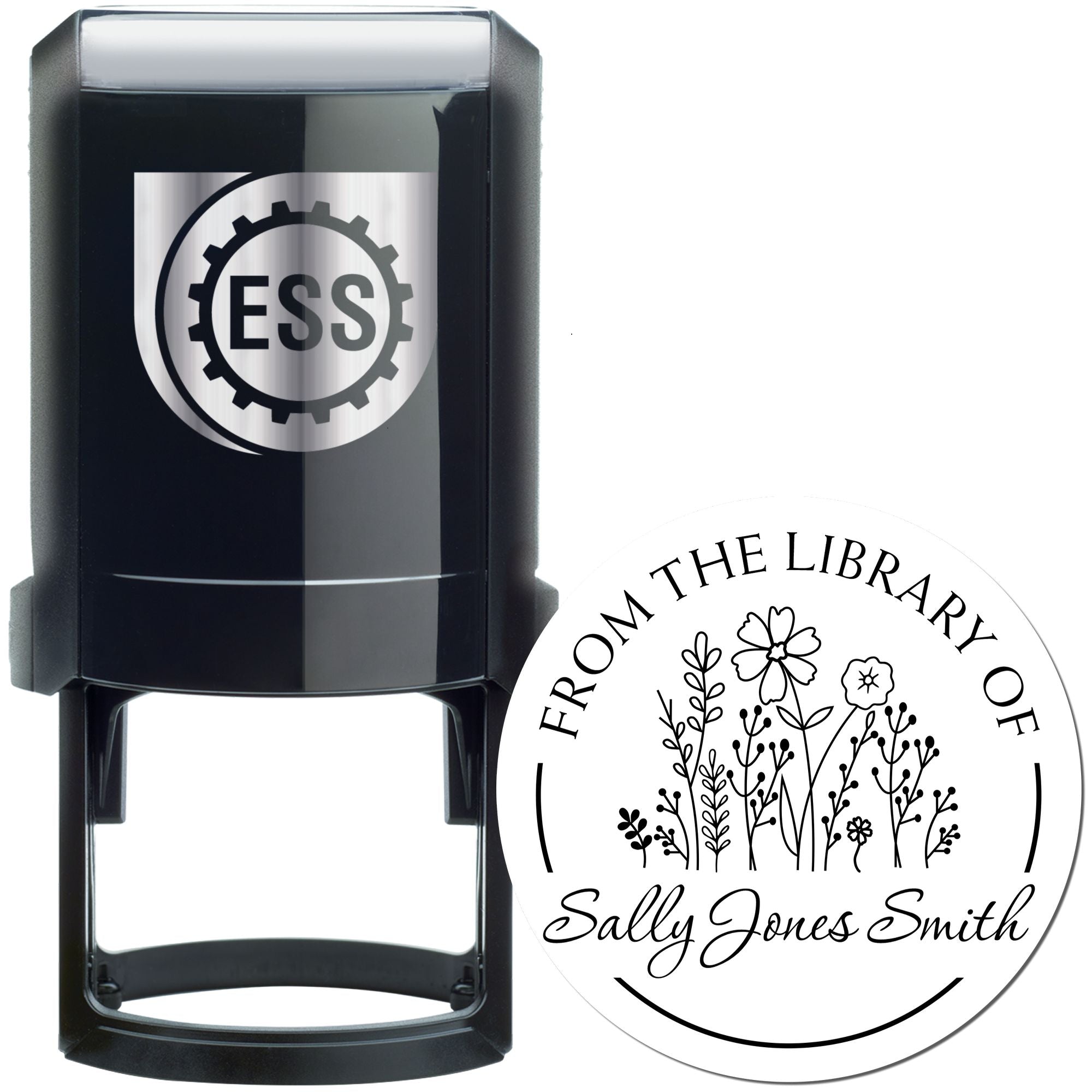 Self-Inking Lush Wild Flowers Customized My Library Stamper