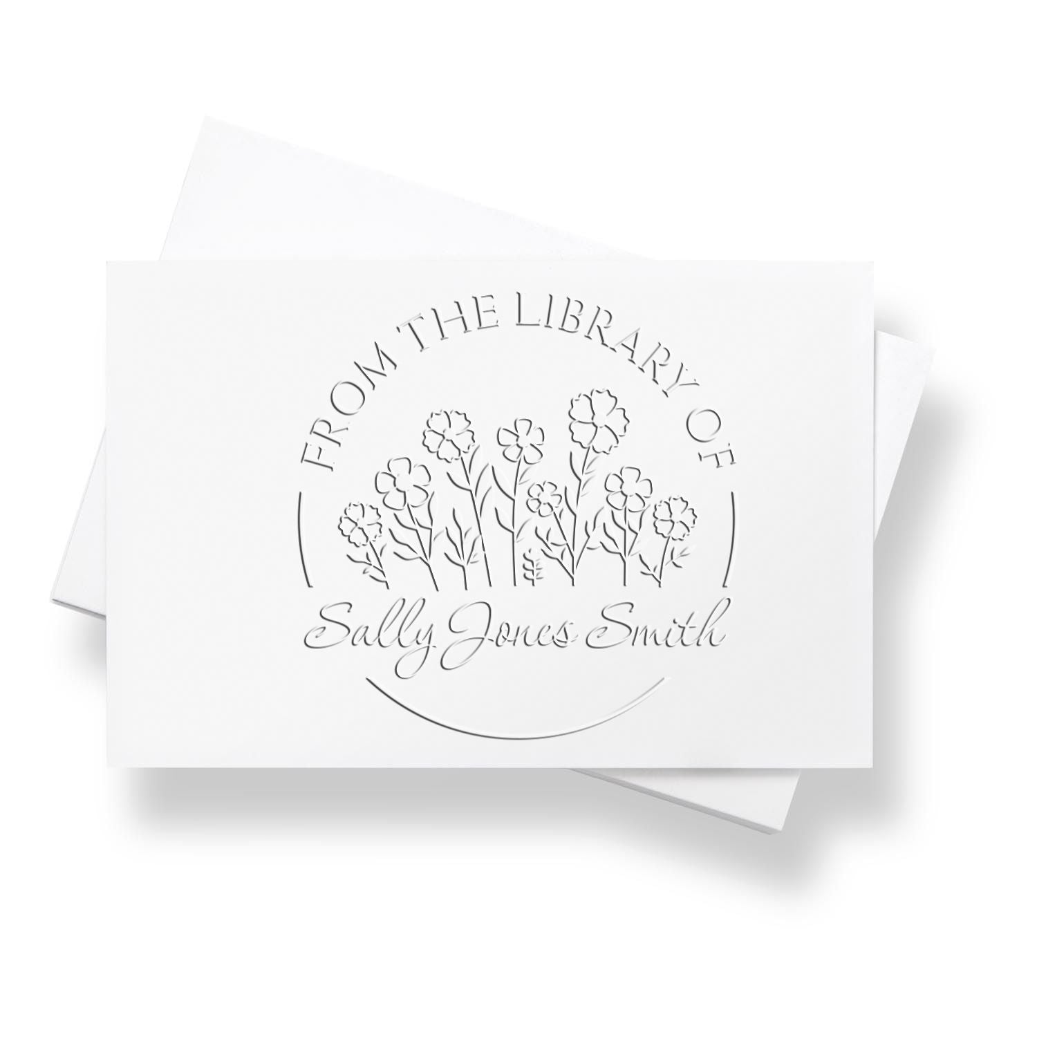 Soft Elegant Petals Custom Book Lover Embossing Stamp