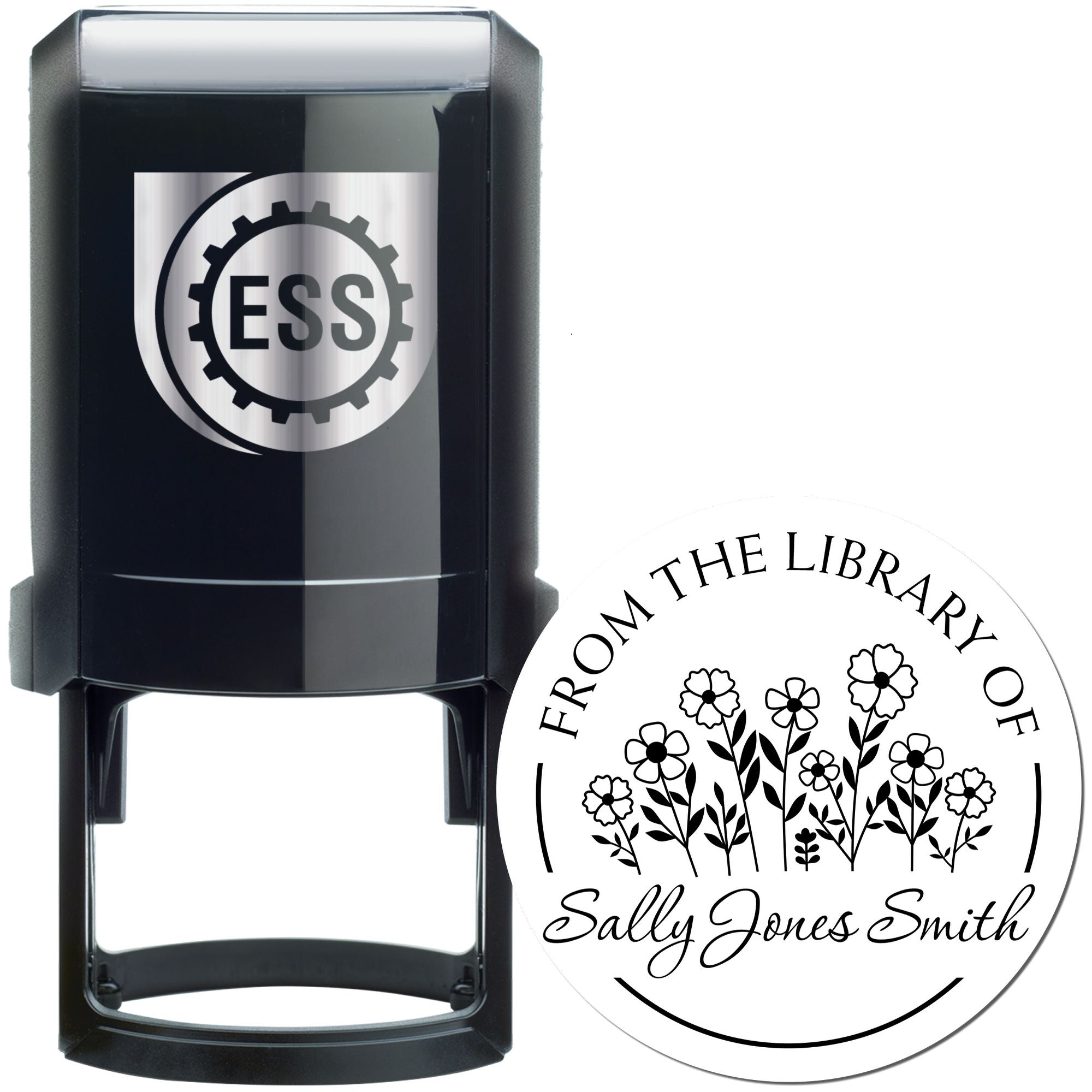 Self-Inking Elegant Petals Customized Name Stamper - Engineer Seal Stamps
