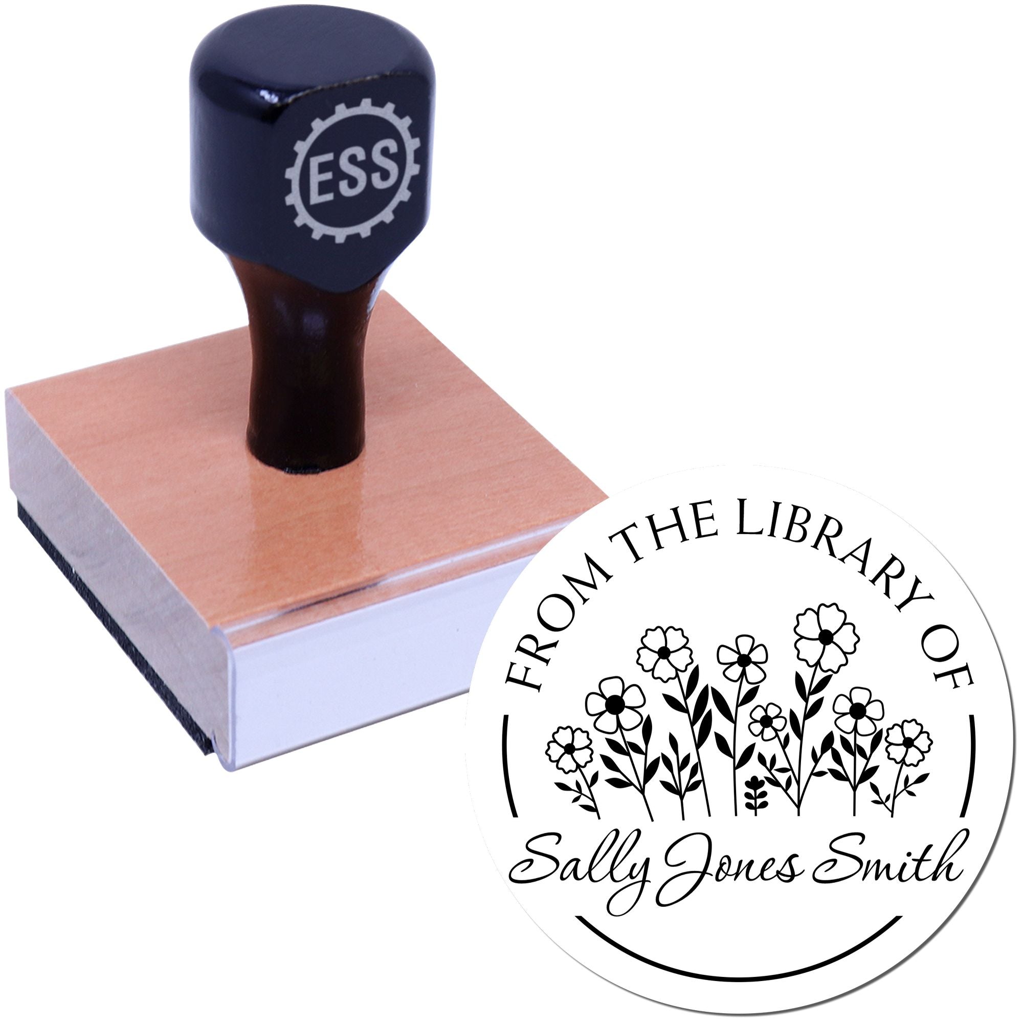 Wood Handle Elegant Petals Personalized Read It Love It Return It Stamp - Engineer Seal Stamps