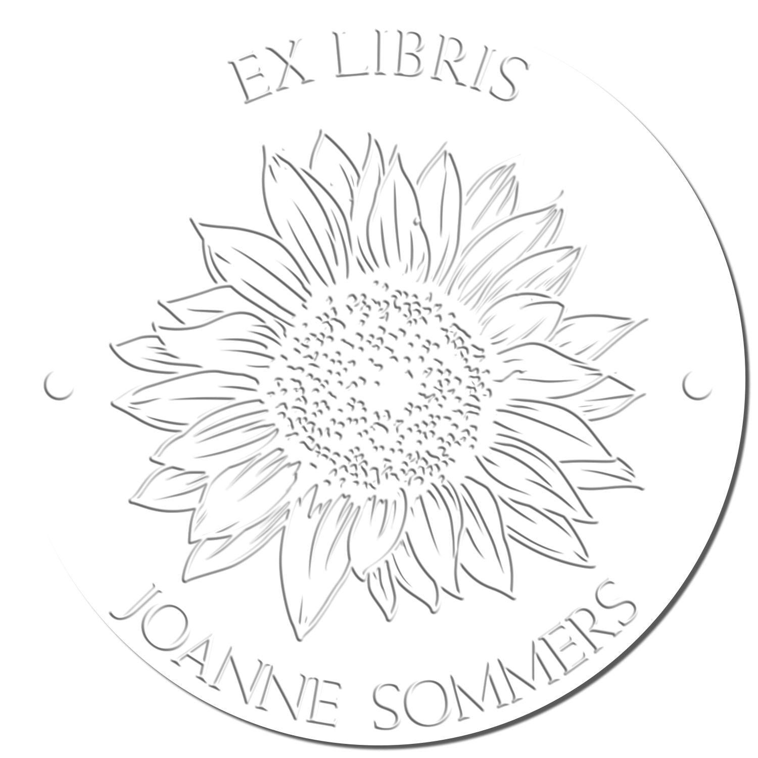 Soft Serene Sunflower Custom Book Name Embossed Stamp