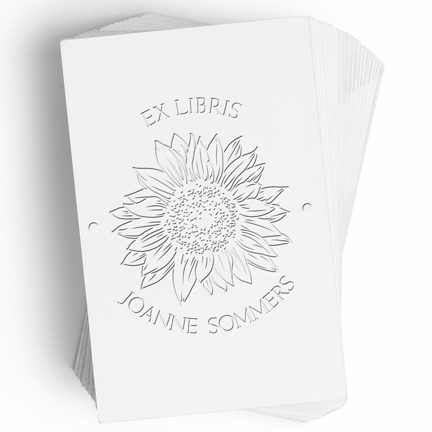 Soft Serene Sunflower Custom Book Name Embossed Stamp