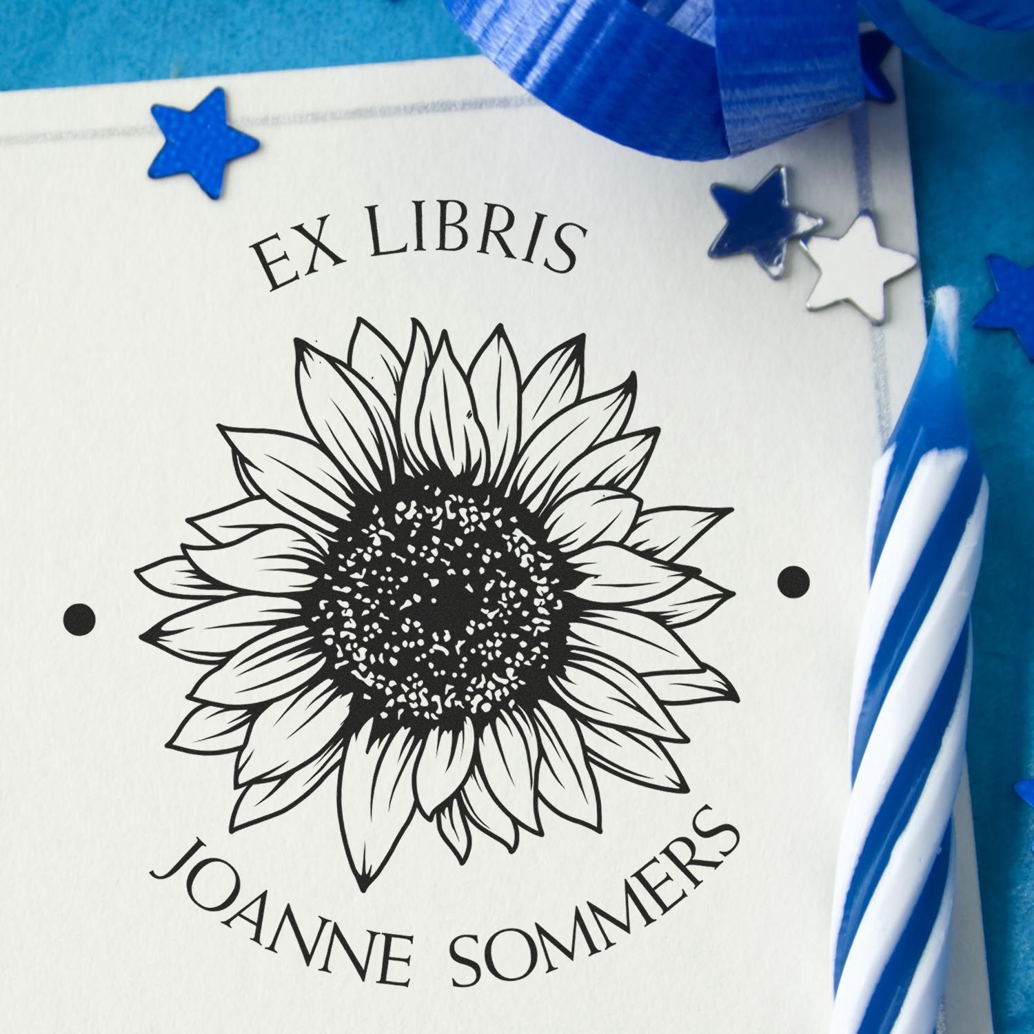 Wood Handle Serene Sunflower Personalized Reader Stamper