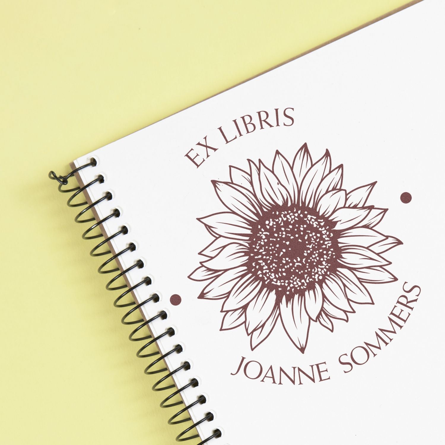PSI Pre-Inked Serene Sunflower Custom Made Book Property Stamp - Engineer Seal Stamps