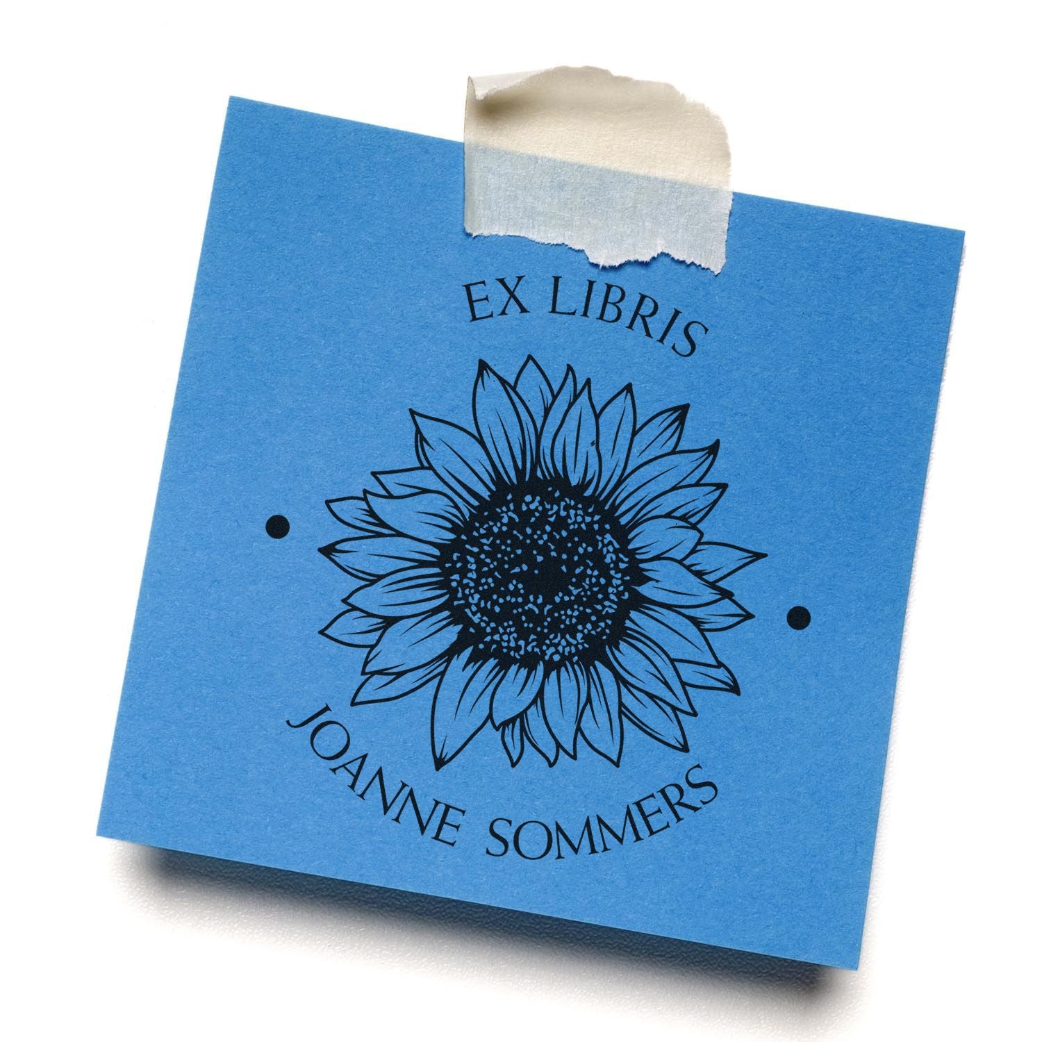 PSI Pre-Inked Serene Sunflower Custom Made Book Property Stamp - Engineer Seal Stamps