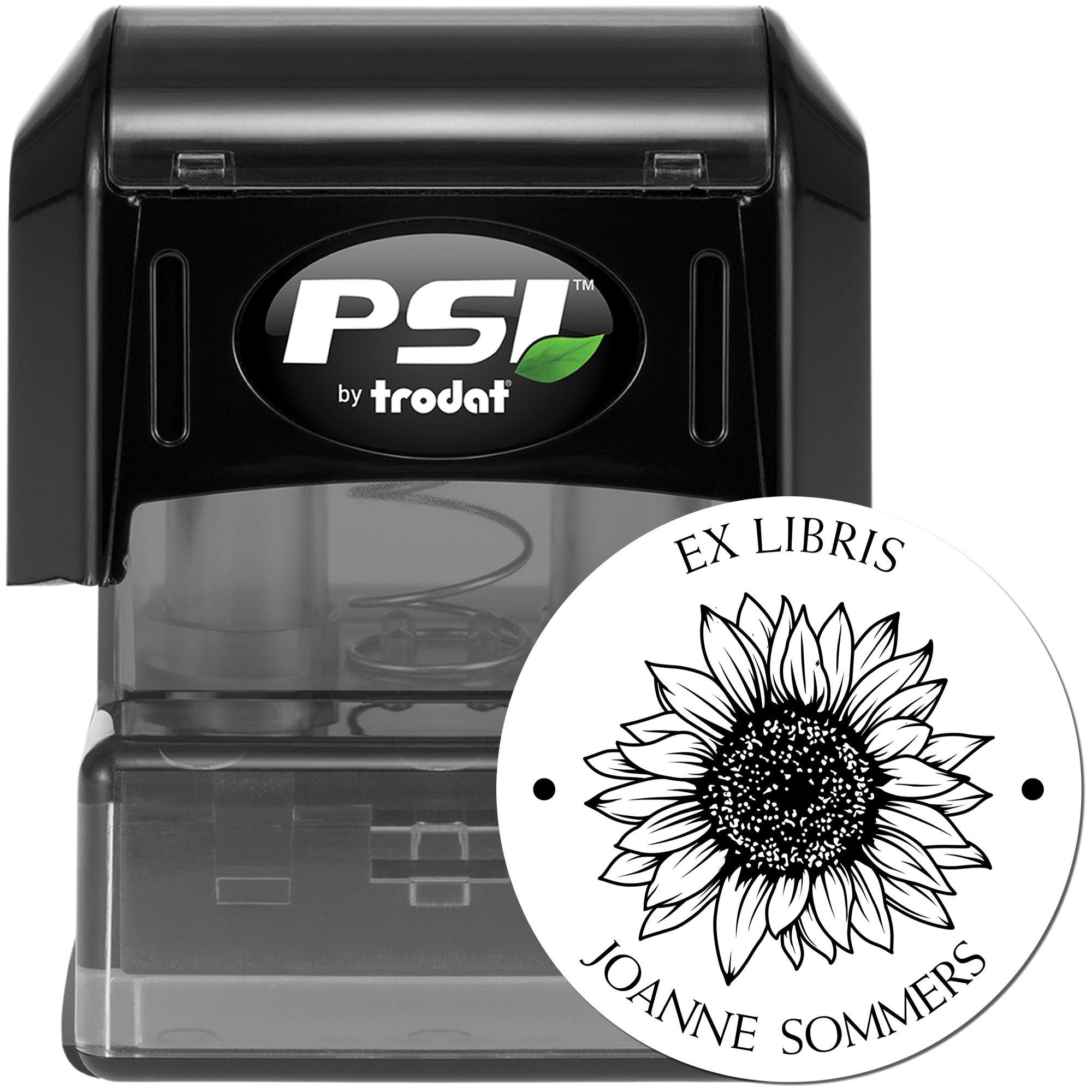 PSI Pre-Inked Serene Sunflower Custom Made Book Property Stamp - Engineer Seal Stamps
