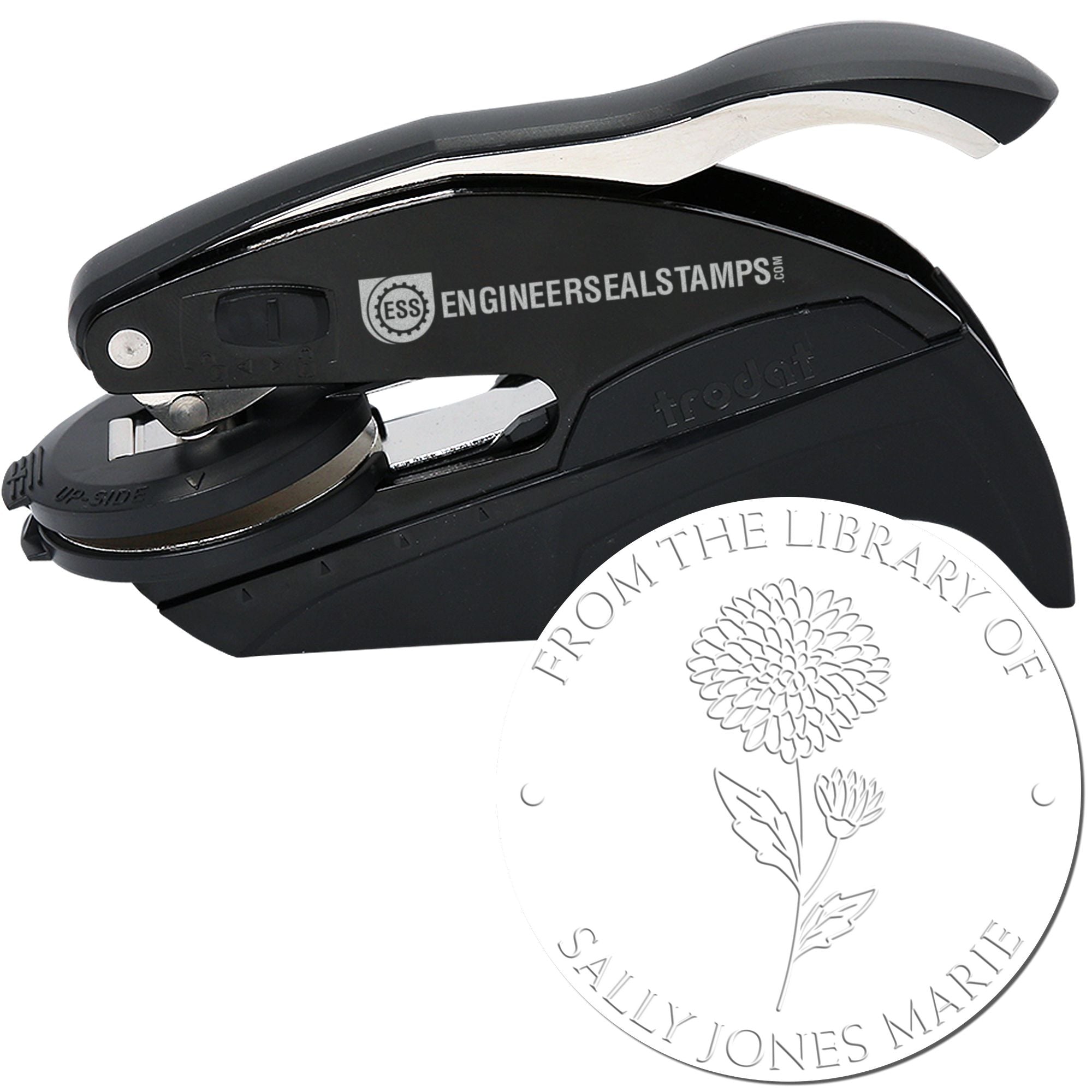 Hybrid November Chrysantemum Custom Made Personal Library Embosser - Engineer Seal Stamps