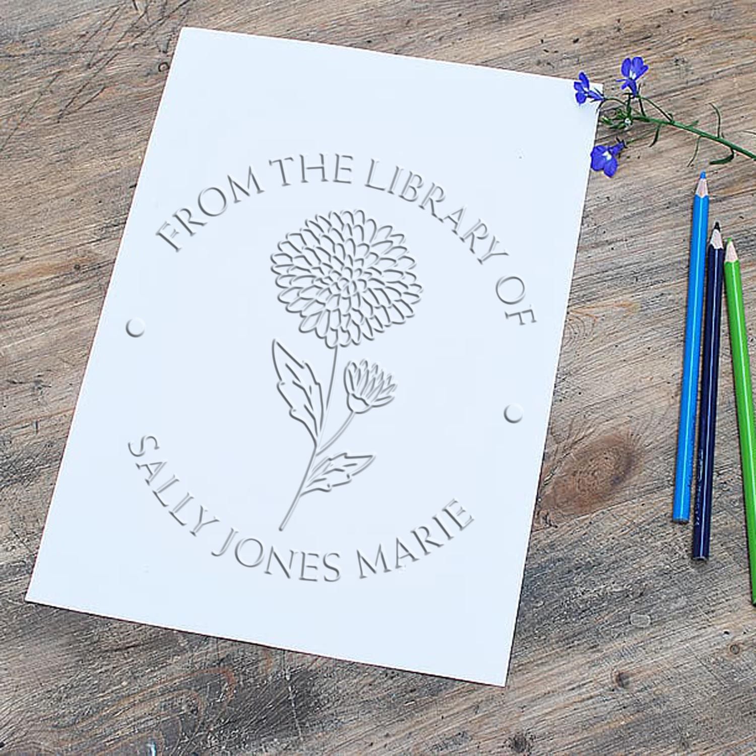 Hybrid November Chrysantemum Custom Made Personal Library Embosser - Engineer Seal Stamps