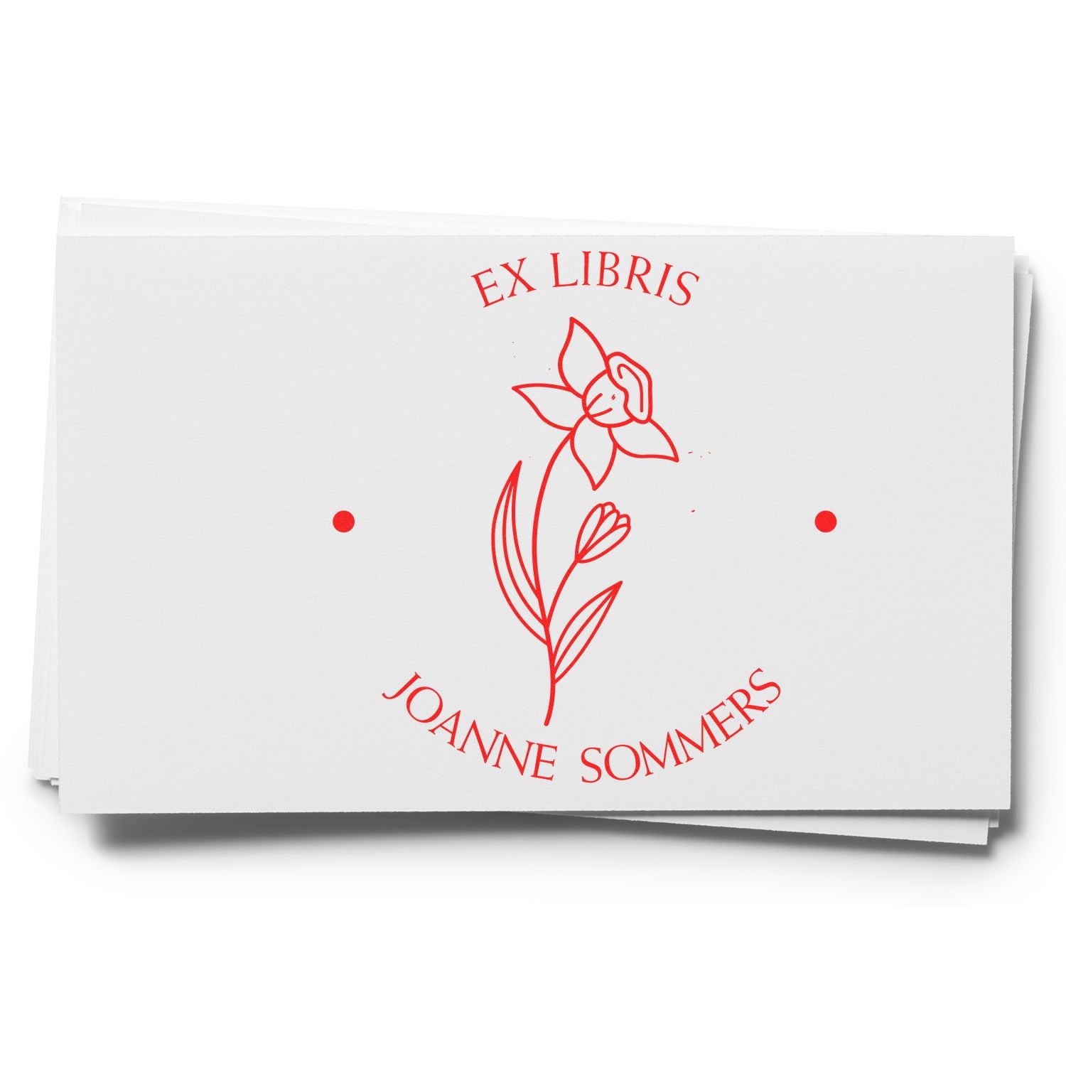 Wood Handle March Daffodil Custom Book Lover Stamp - Engineer Seal Stamps
