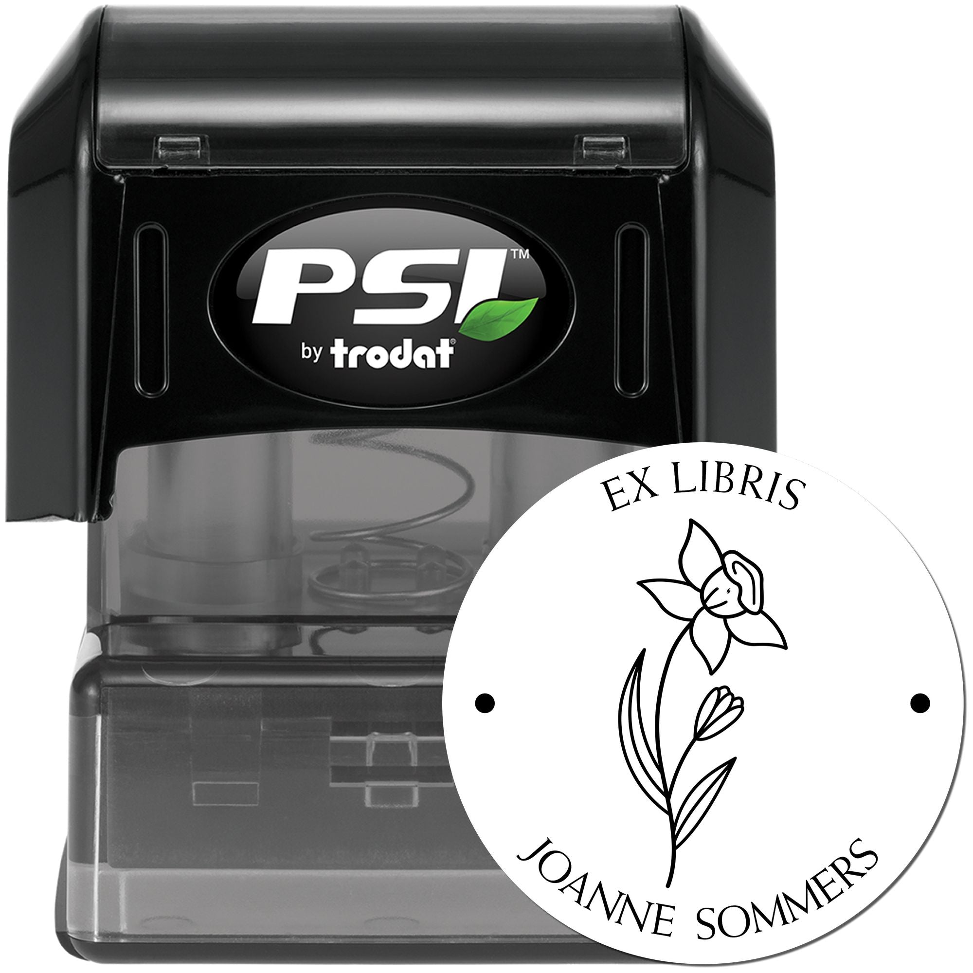 PSI Pre-Inked March Daffodil Personalized Book Property Stamp - Engineer Seal Stamps