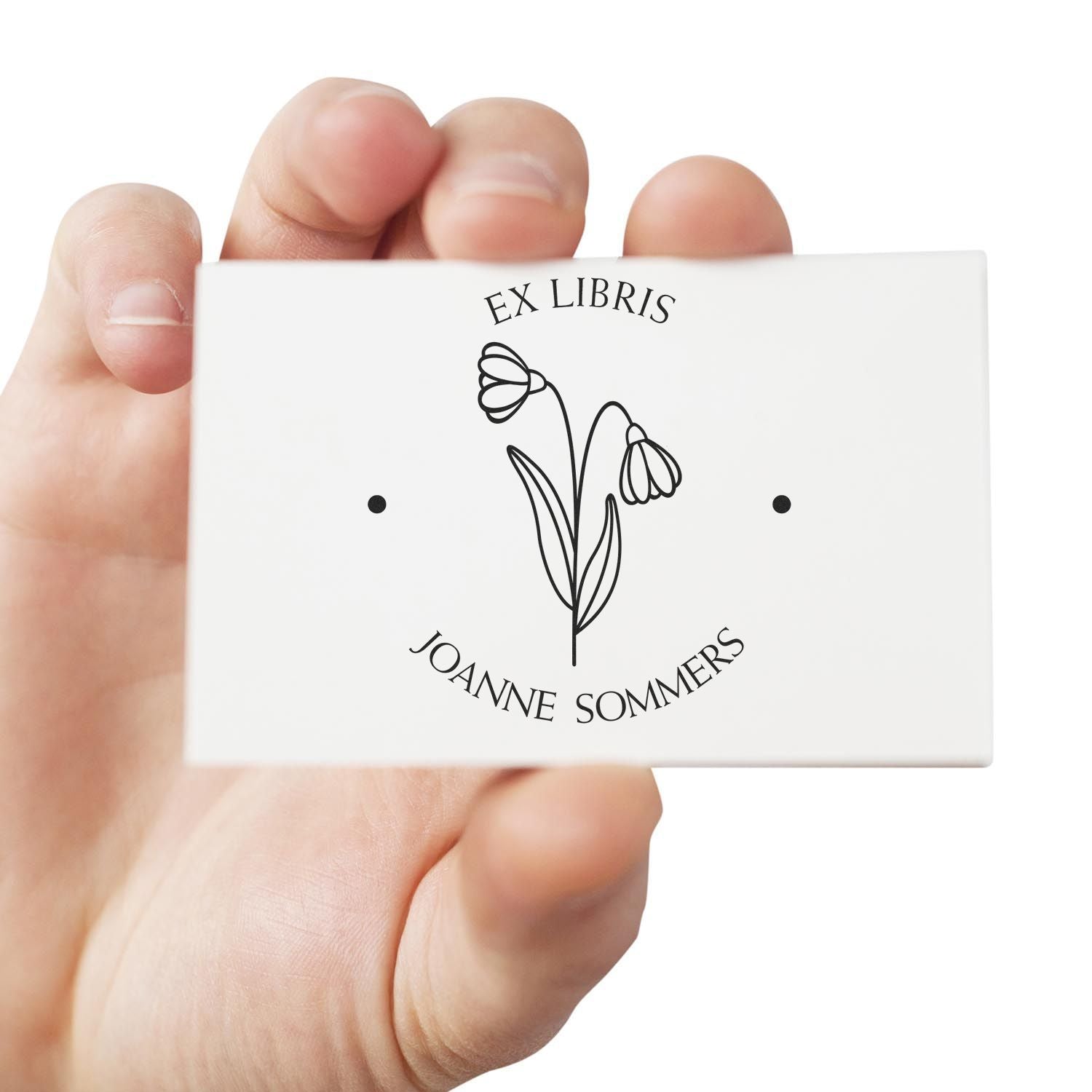 Self-Inking January Snowdrop Custom Made Book Ownership Label Stamp - Engineer Seal Stamps