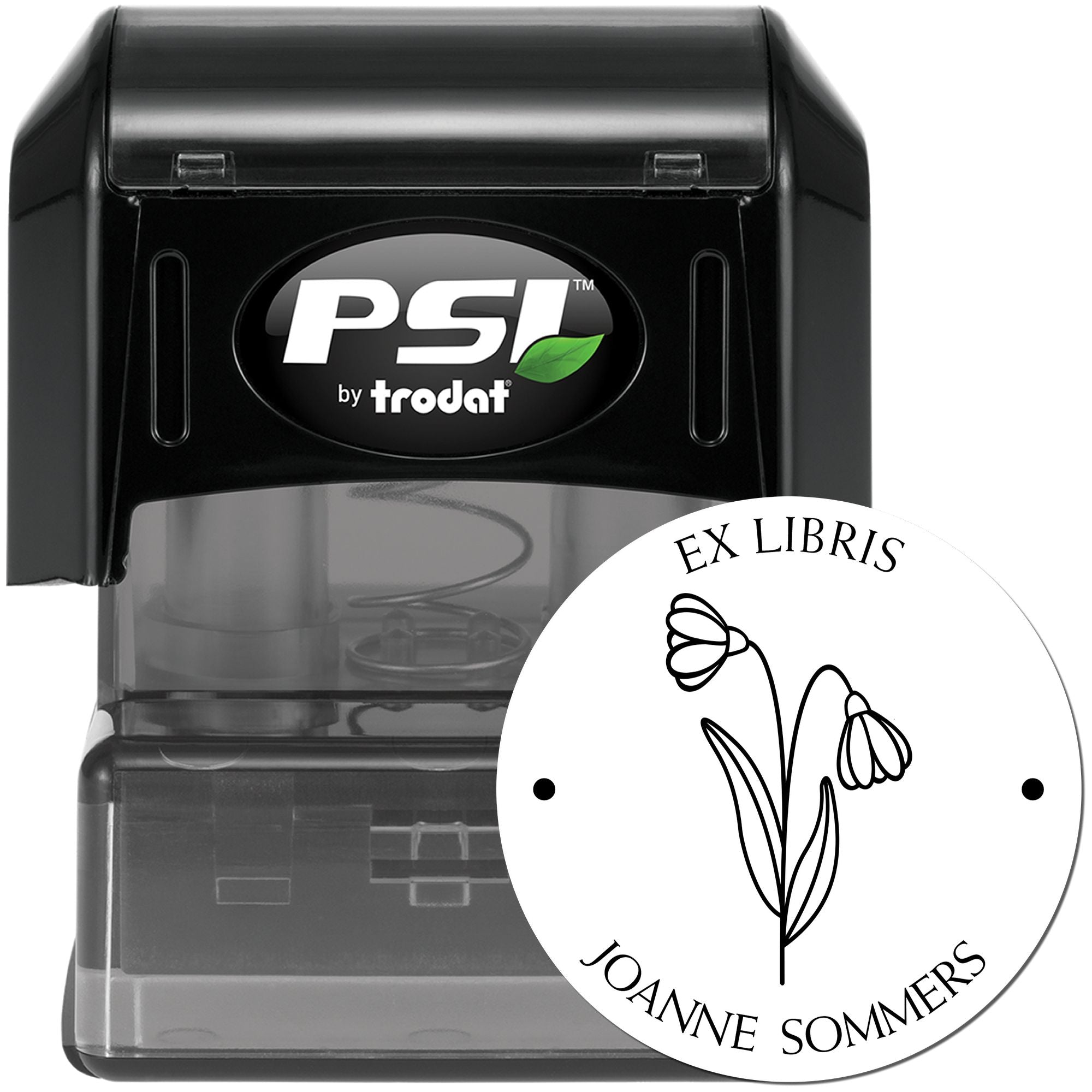 PSI Pre-Inked January Snowdrop Personalized Bookplate Stamp - Engineer Seal Stamps