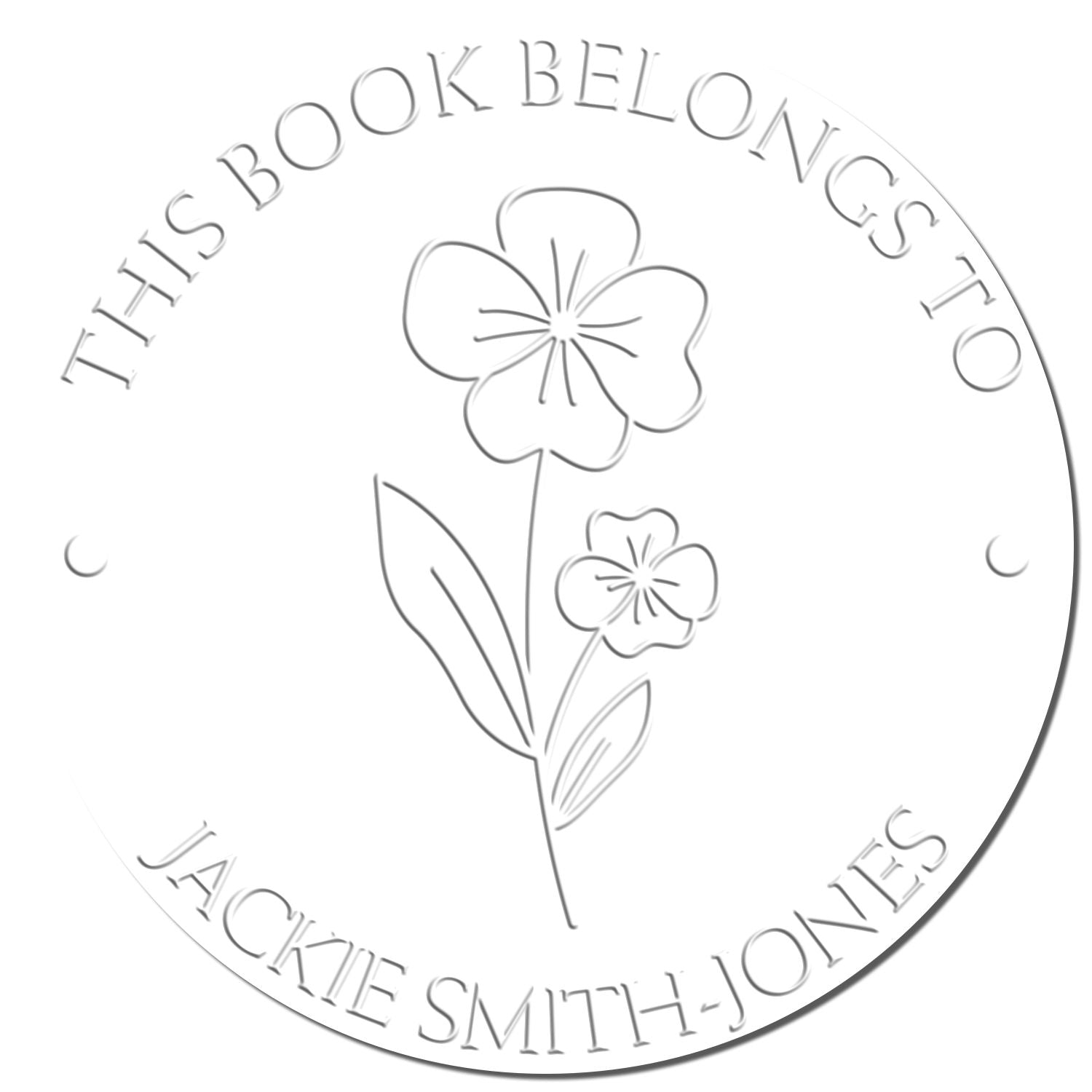 Soft February Violet Custom Made My Library Embossing Stamp
