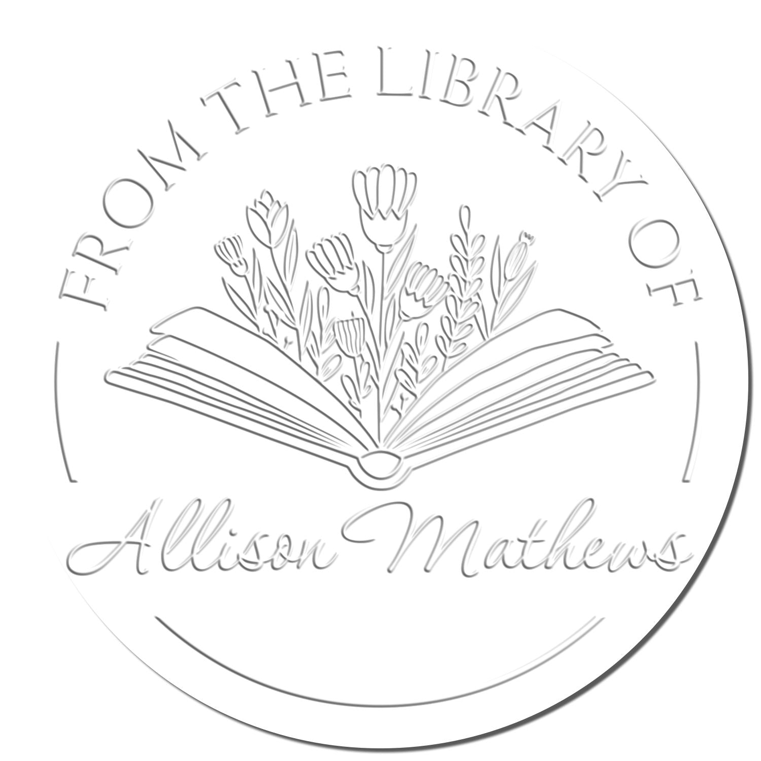 Hybrid Lively Flowers with Book Custom Library Paper Embosser - Engineer Seal Stamps