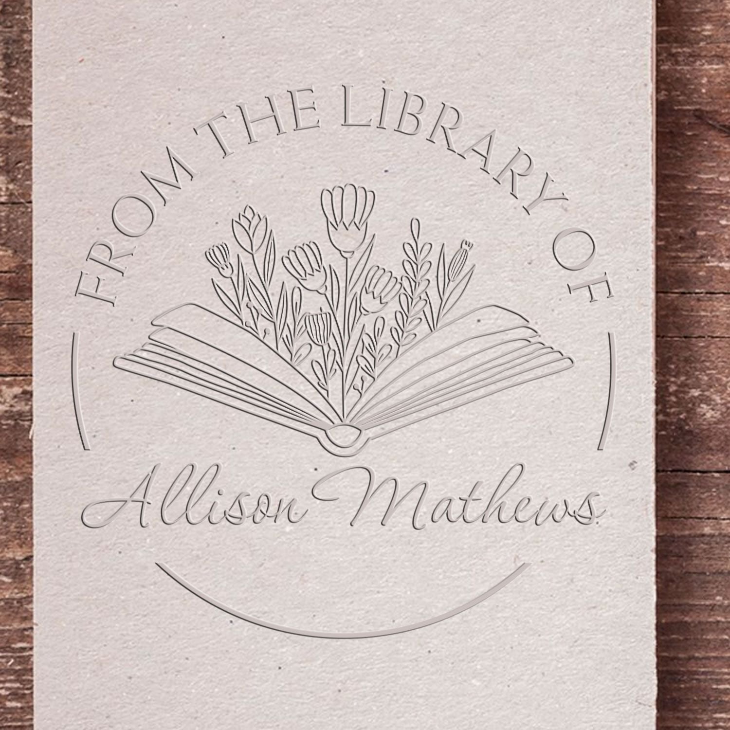 Hybrid Lively Flowers with Book Custom Library Paper Embosser - Engineer Seal Stamps