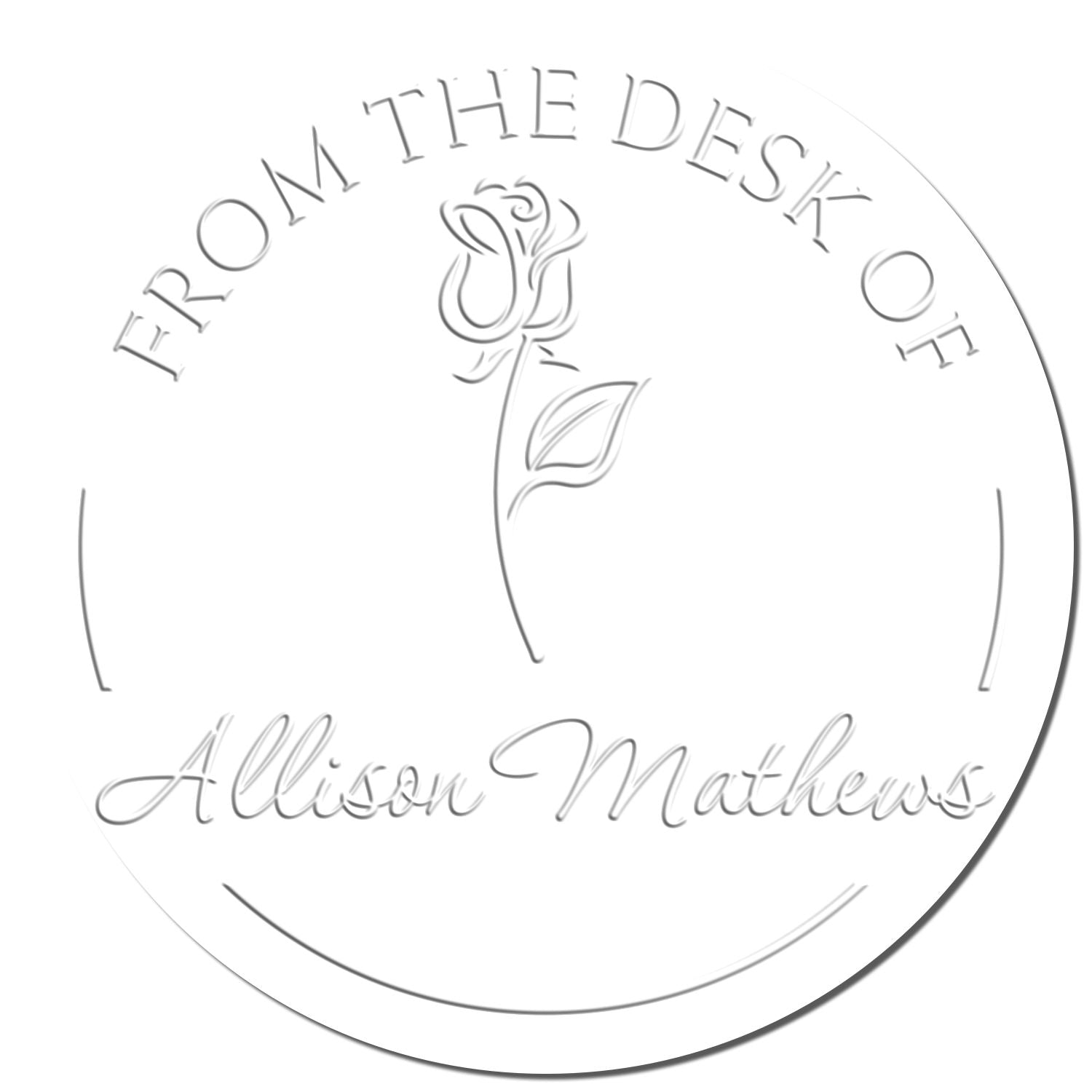 Soft Tranquil Rose Stem Custom Book Name Embossing Stamp
