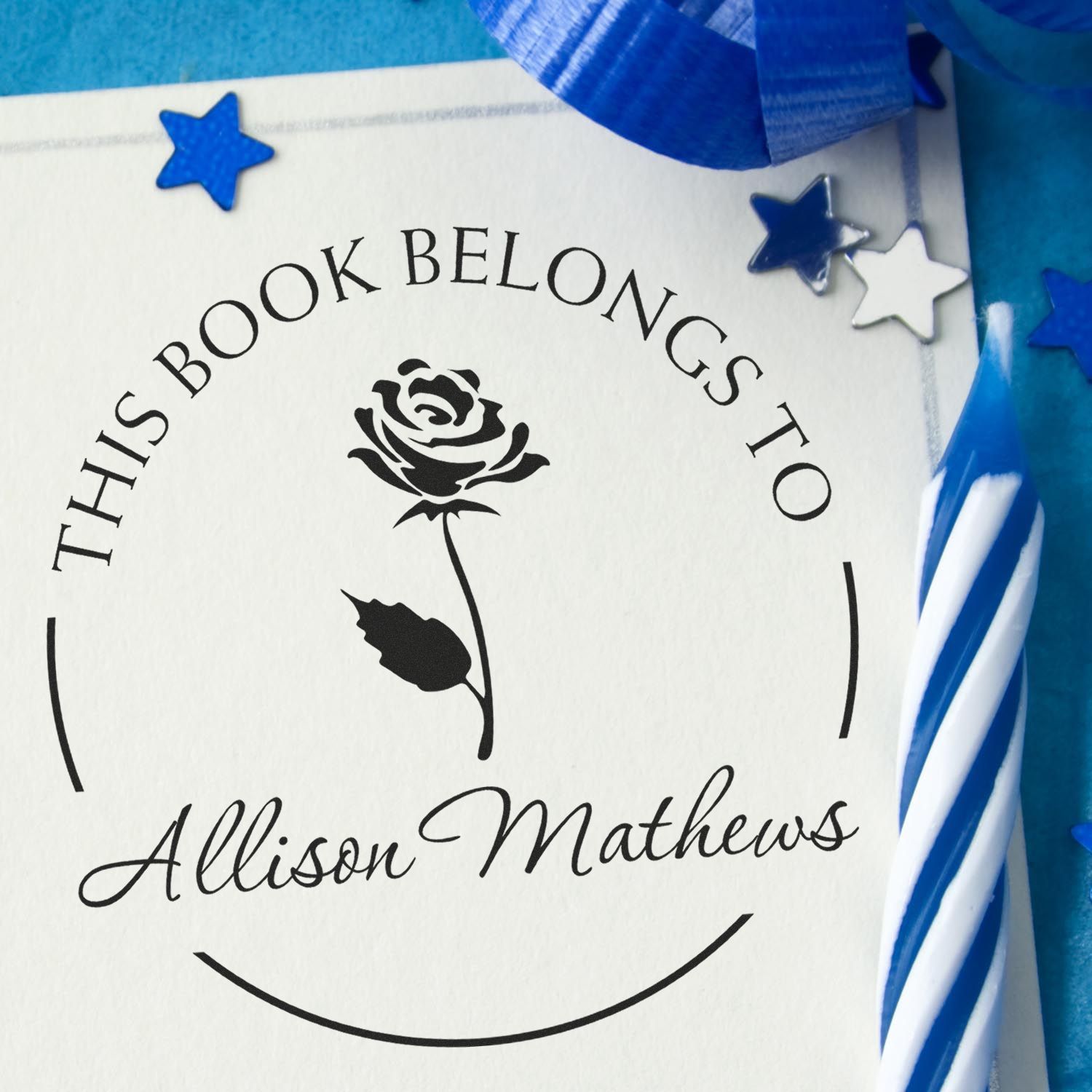 PSI Pre-Inked Pretty Rose Petals Custom Made Library Stamp - Engineer Seal Stamps