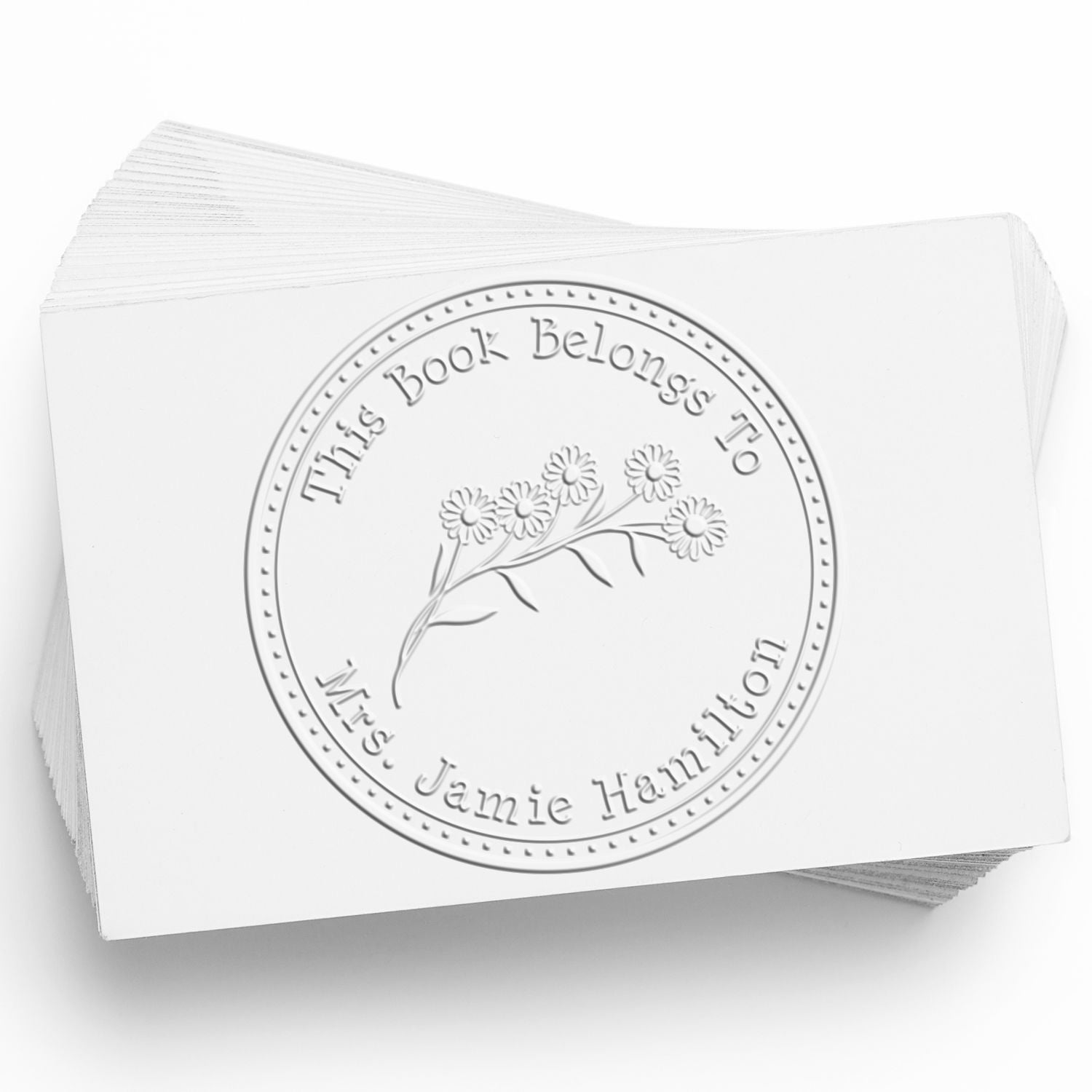 Hybrid Divine Daisies Custom Book Ownership Seal Press - Engineer Seal Stamps