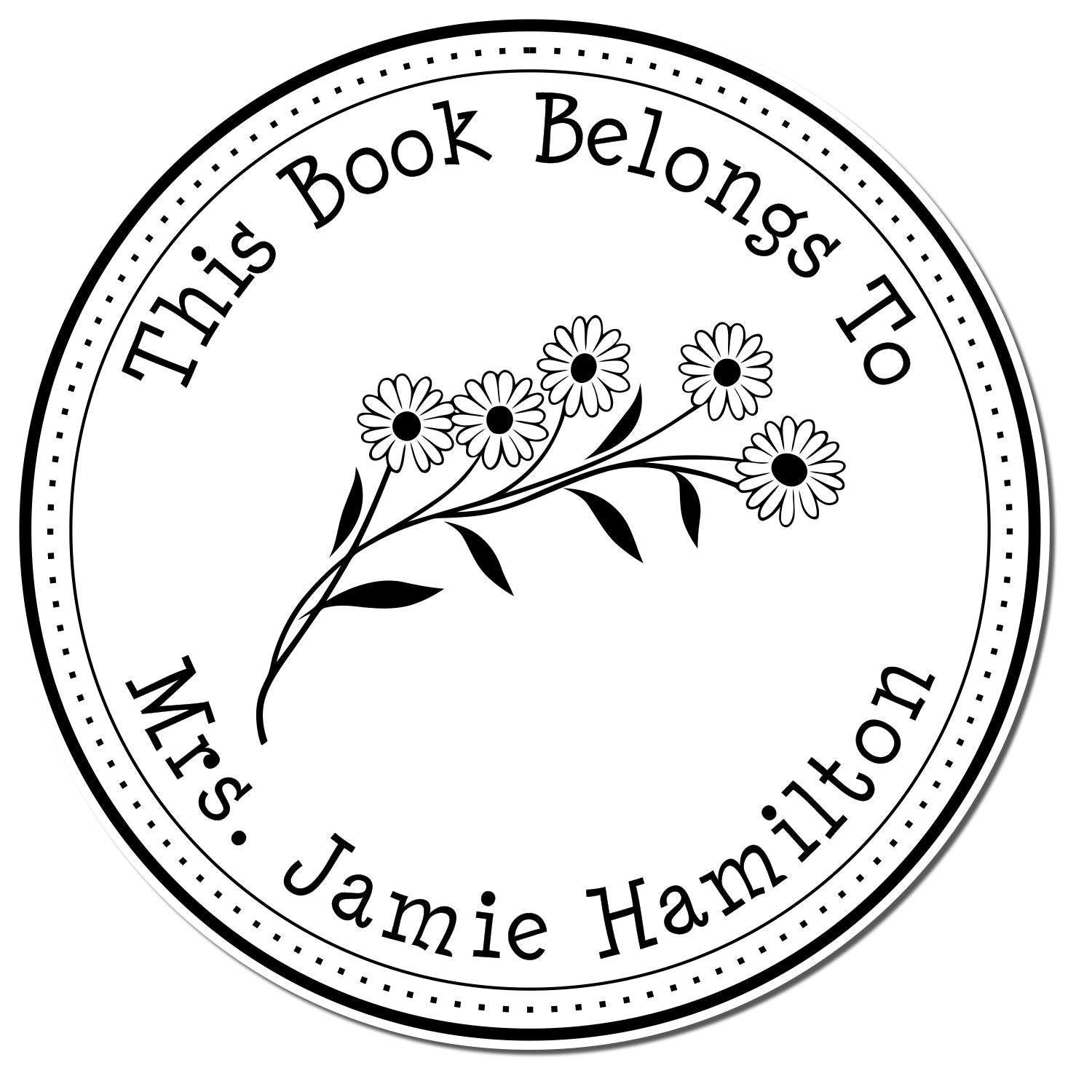 Wood Handle Divine Daisies Personalized Bookplate Stamper - Engineer Seal Stamps