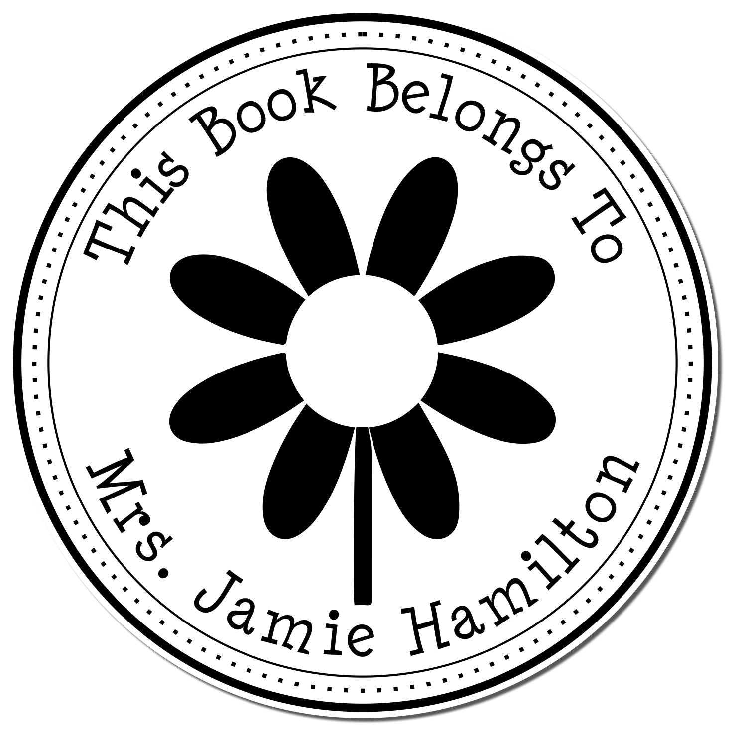 Wood Handle Dreamy Daisy Personalized Bookworm Stamp - Engineer Seal Stamps