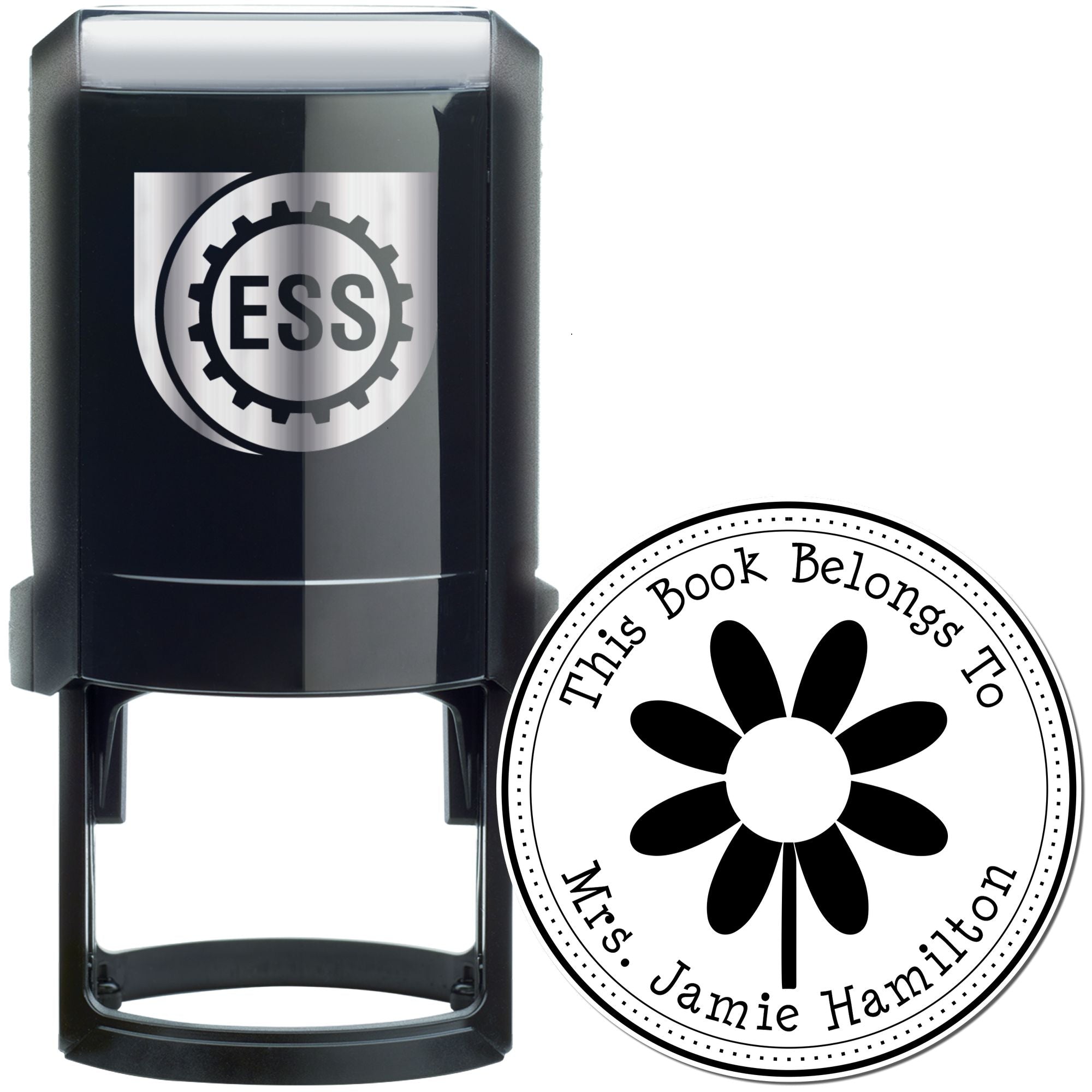 Self-Inking Dreamy Daisy Customized Book Library Stamper - Engineer Seal Stamps