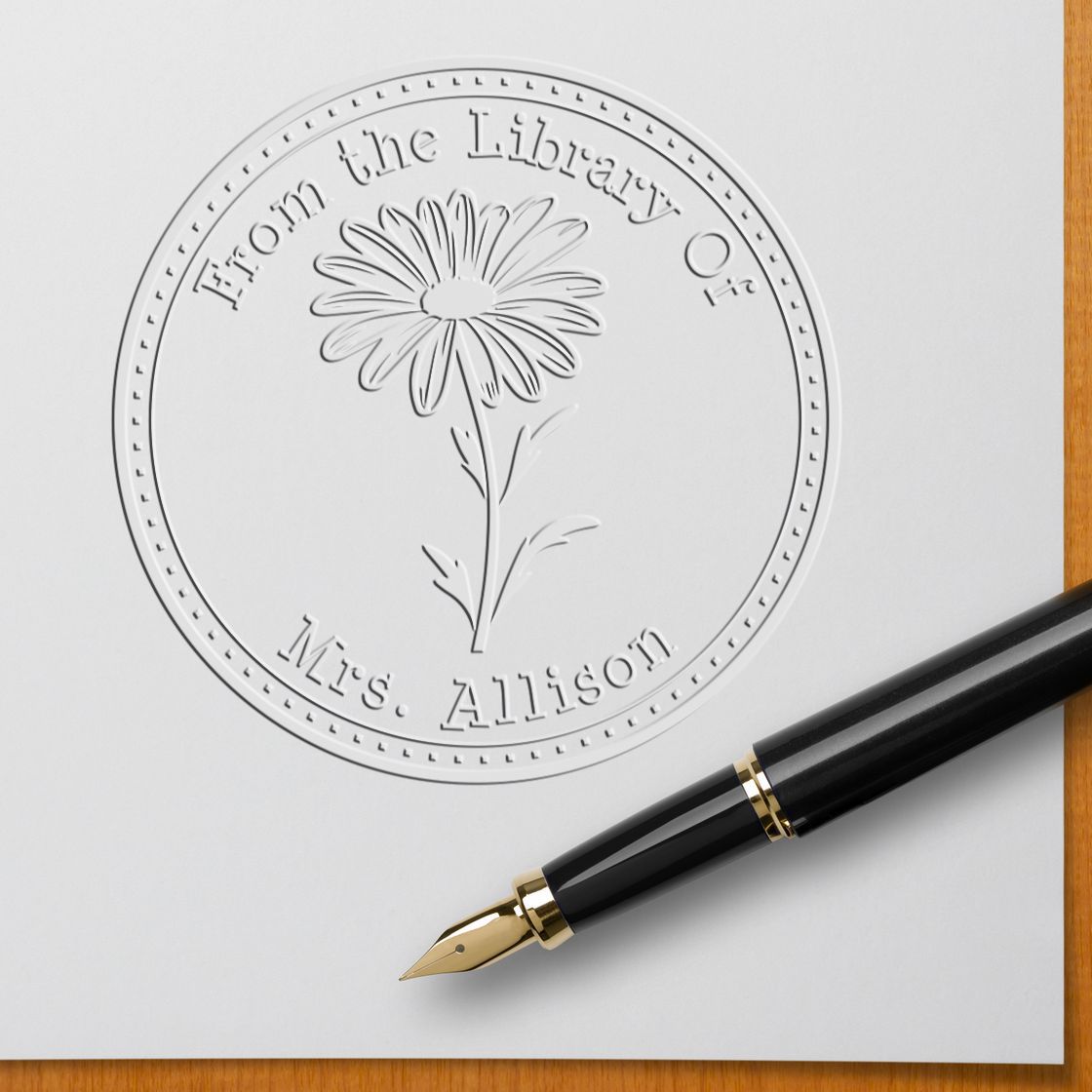 Hybrid Scented Daisy Petals Custom Book Ownership Label Embosser - Engineer Seal Stamps