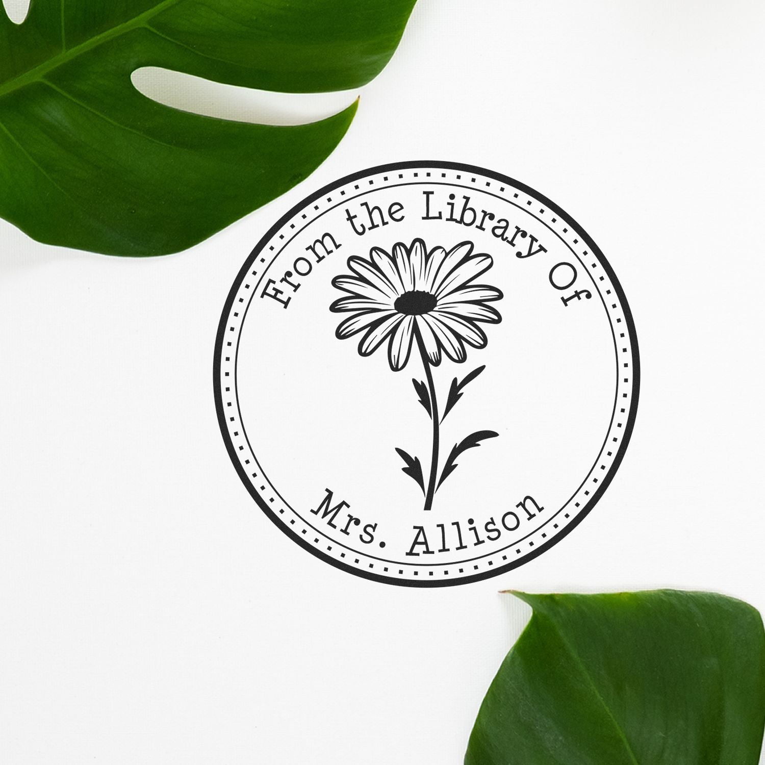 Wood Handle Scented Daisy Petals Personalized Bookworm Stamper - Engineer Seal Stamps