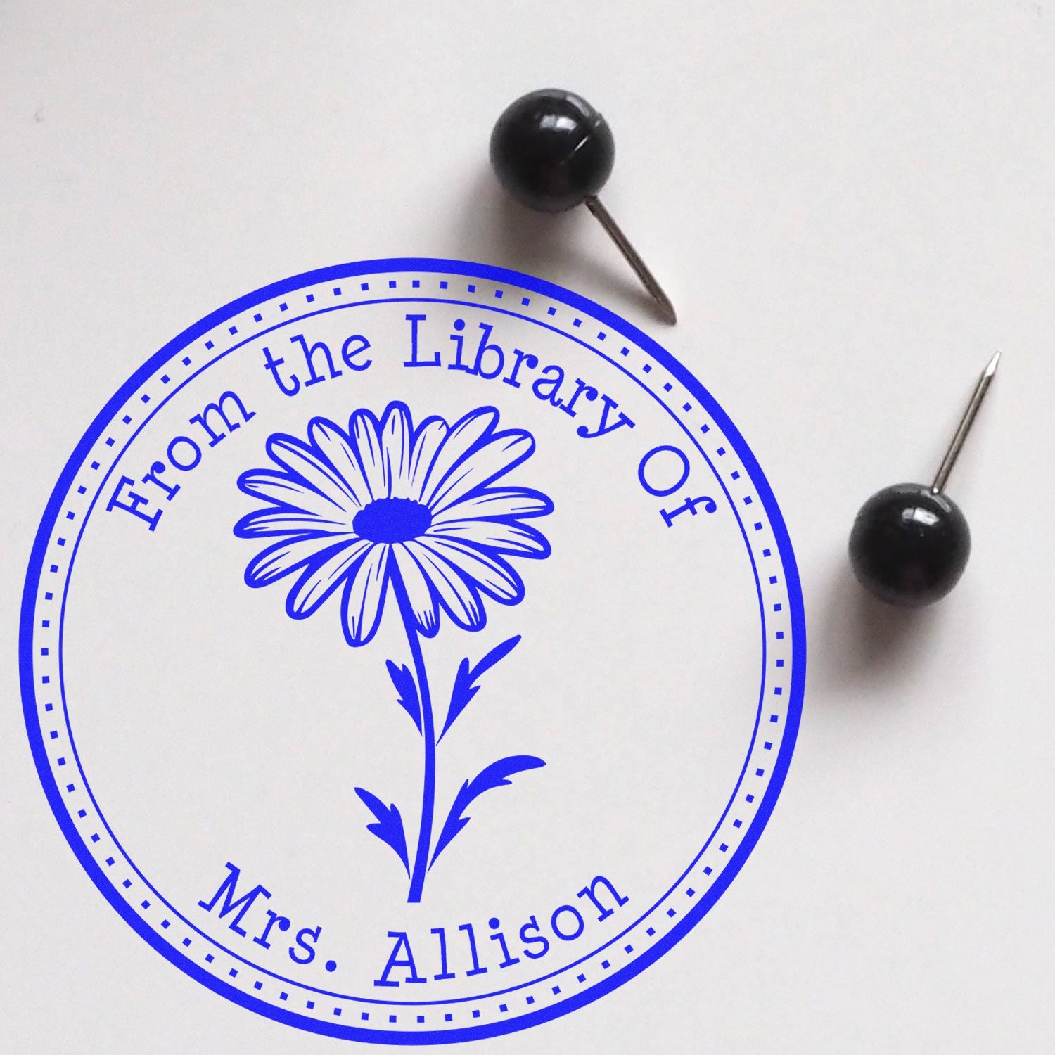 Wood Handle Scented Daisy Petals Personalized Bookworm Stamper - Engineer Seal Stamps
