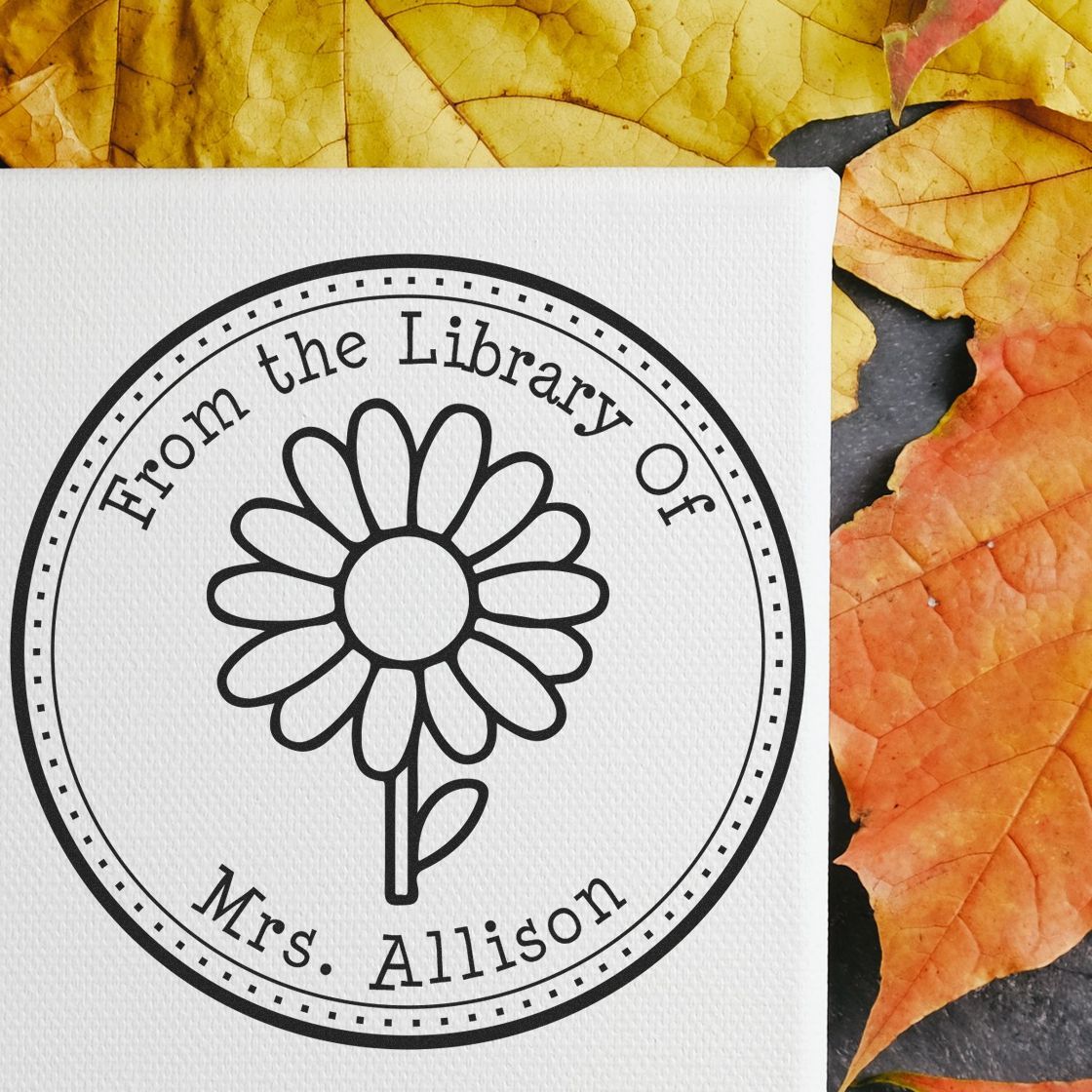 Wood Handle Darling Meadow Daisy Personalized From The Library Of Stamp - Engineer Seal Stamps