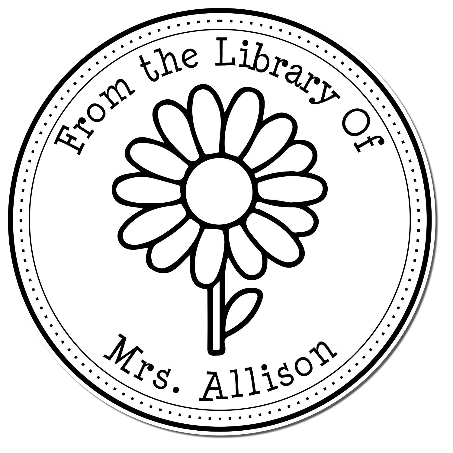 Wood Handle Darling Meadow Daisy Personalized From The Library Of Stamp - Engineer Seal Stamps