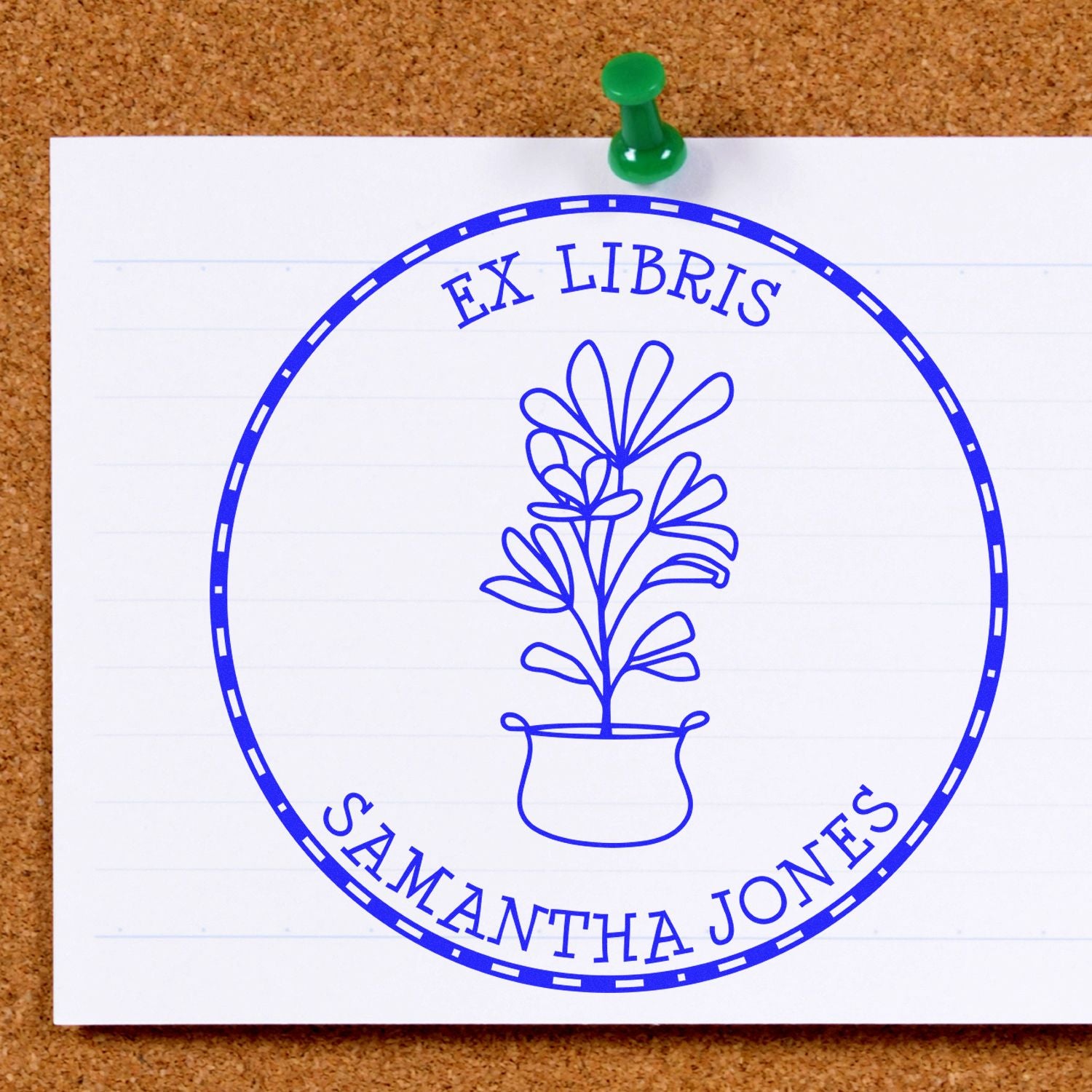 Wood Handle Beauteous Flora Personalized Library Stamp