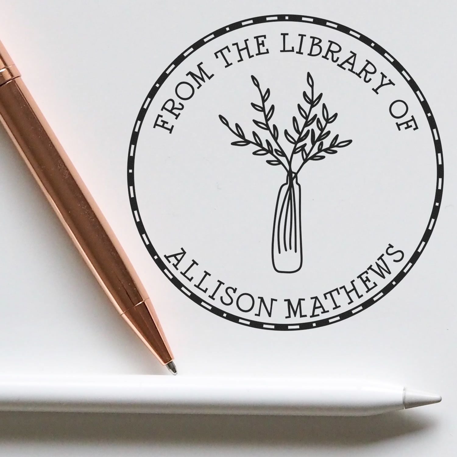 Wood Handle Gracious Vegetation Personalized Library Collection Stamp - Engineer Seal Stamps