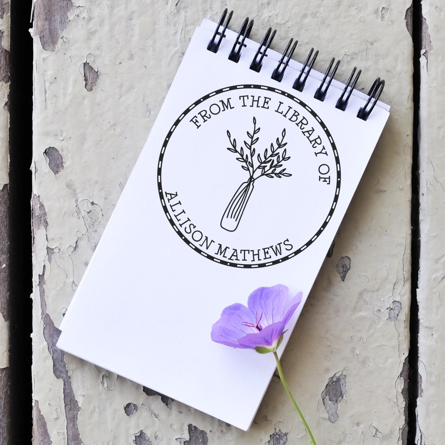 Wood Handle Gracious Vegetation Personalized Library Collection Stamp - Engineer Seal Stamps