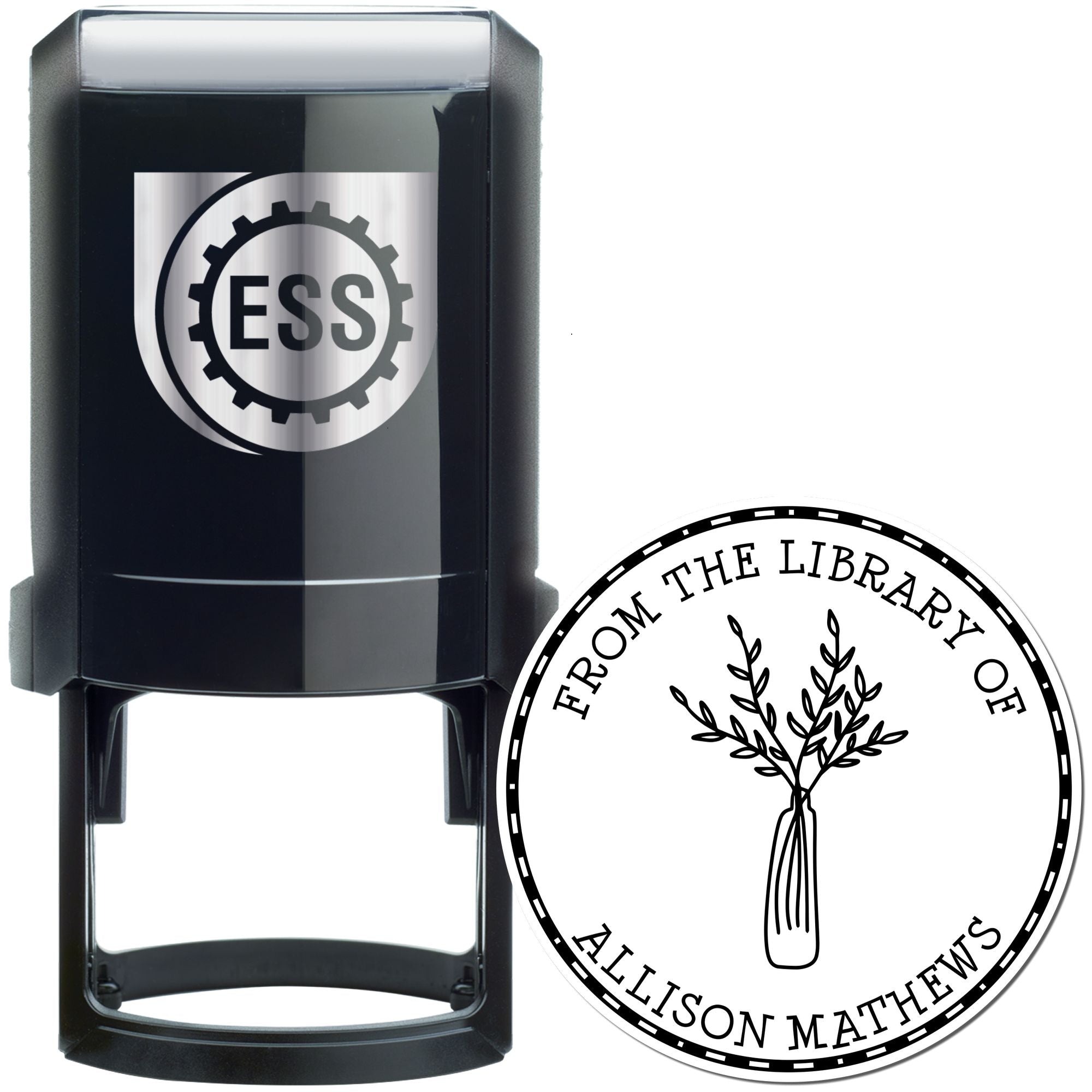 Self-Inking Gracious Vegetation Customized Book Ownership Stamper - Engineer Seal Stamps