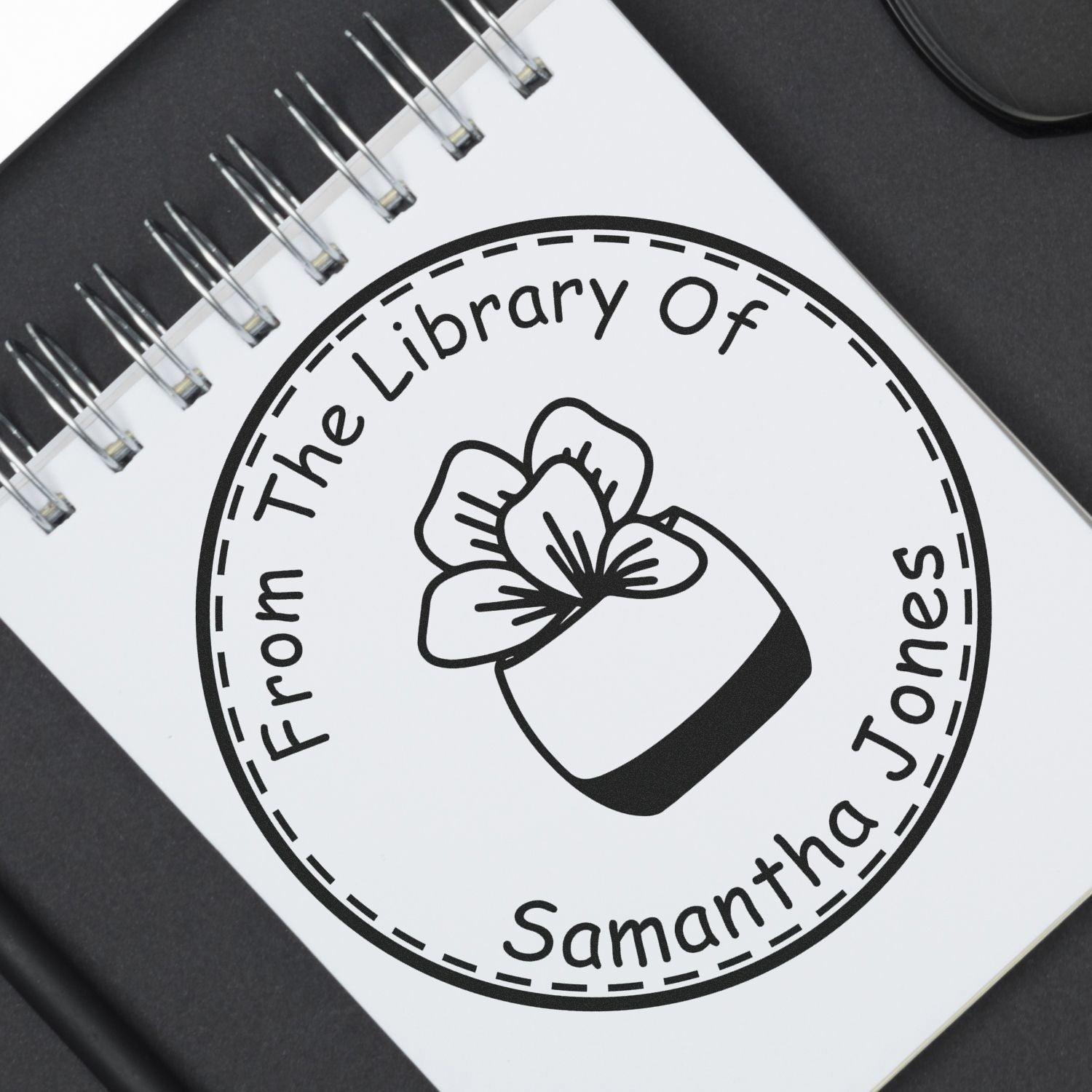 Pre-Inked Flourishing Foliage Personalized Book Property Stamp - Engineer Seal Stamps